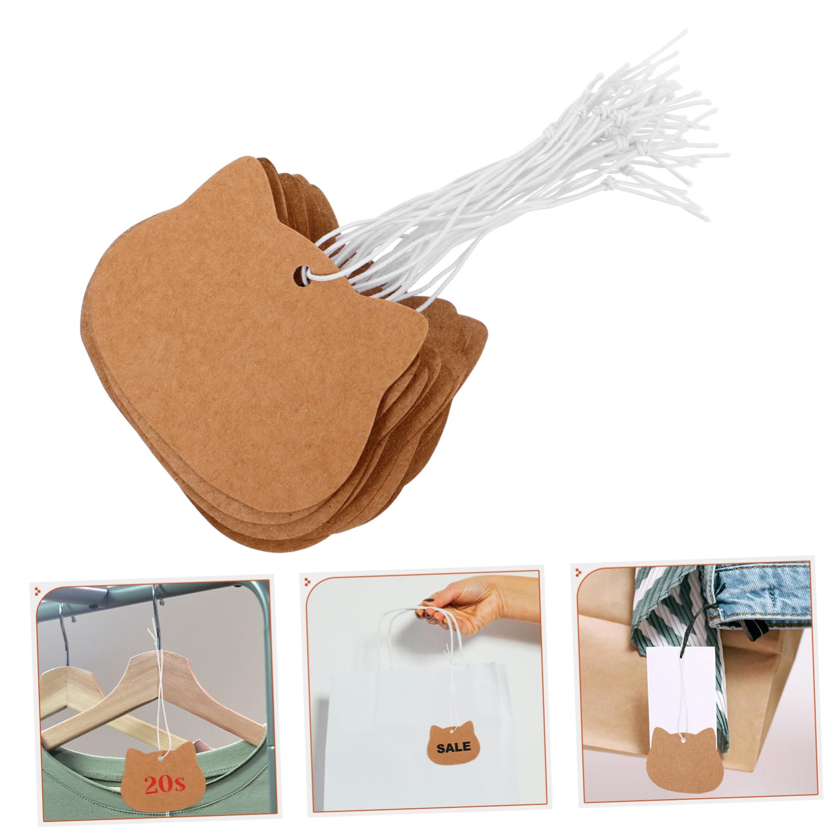 SOLUSTRE 300stücke Beschreibbare Preisschilder Kraftpapier Mit Elastischen Schnüren Für Kleidung Und -projekte Langlebige Weiße Etiketten Für Verschiedene Anlässe