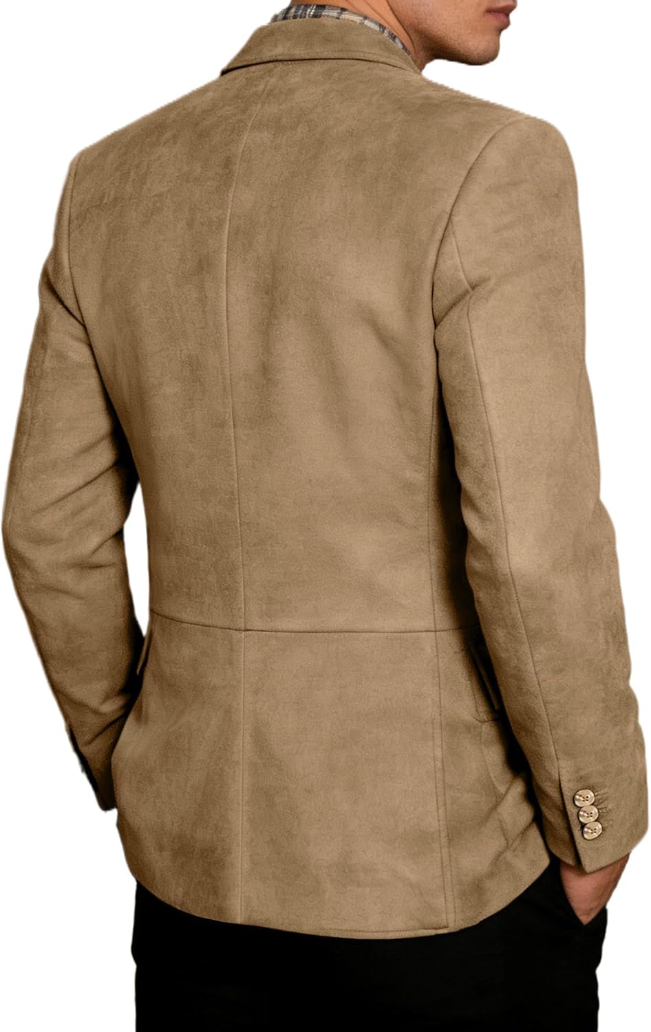 Mens Suede Blazer Retro Sport Coat Two Buttons Western Casual Leather Jacket for Men Outdoor Business