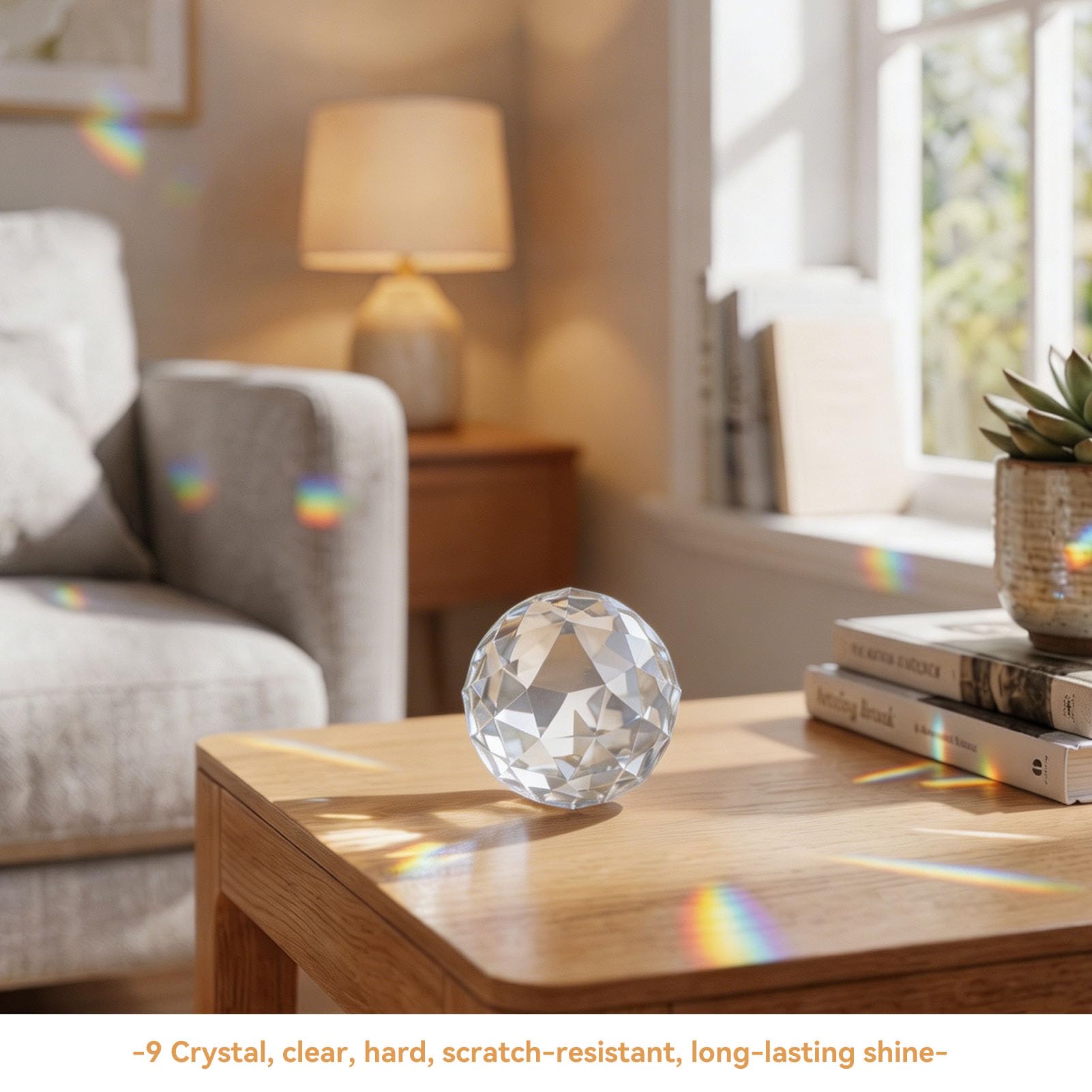 Boule de Cristal 80mm, Boule de Verre Clair Prismes pour Feng Shui, Divination, Décoration de Mariage ou Maison
