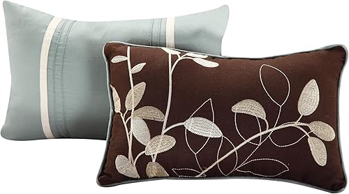 Miniatura 10 de Chic Home Bliss Garden - Juego de edredón bordado de 8 piezas, tamaño Queen, color marrón