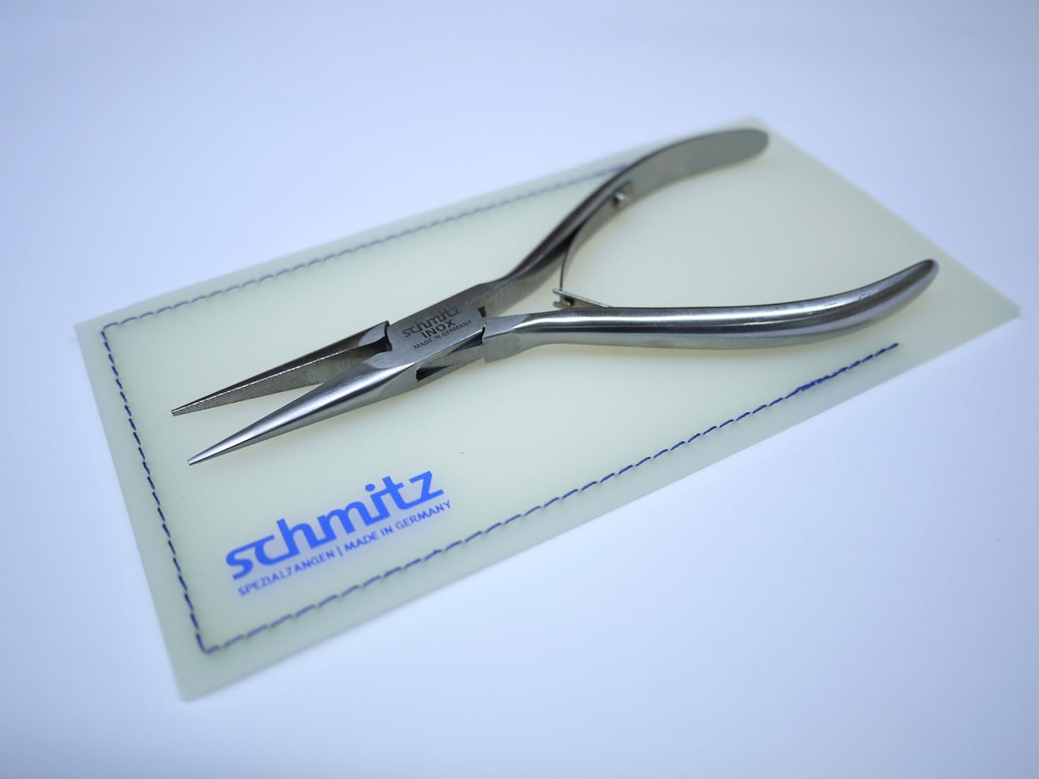 Needle Nose Pliers 5.3/4'' - schmitz 4412FP00-RF - straight and crosswise serrated jaws - INOX - Stainless Steel - Box joint for professionals - Made in Germany - Solingen