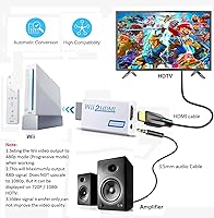 Vista 3 de Convertidor Wii a HDMI, Wii2 a HDMI para salida de audio de video HD con conector de audio de 0.138 in, compatible con todos los modos