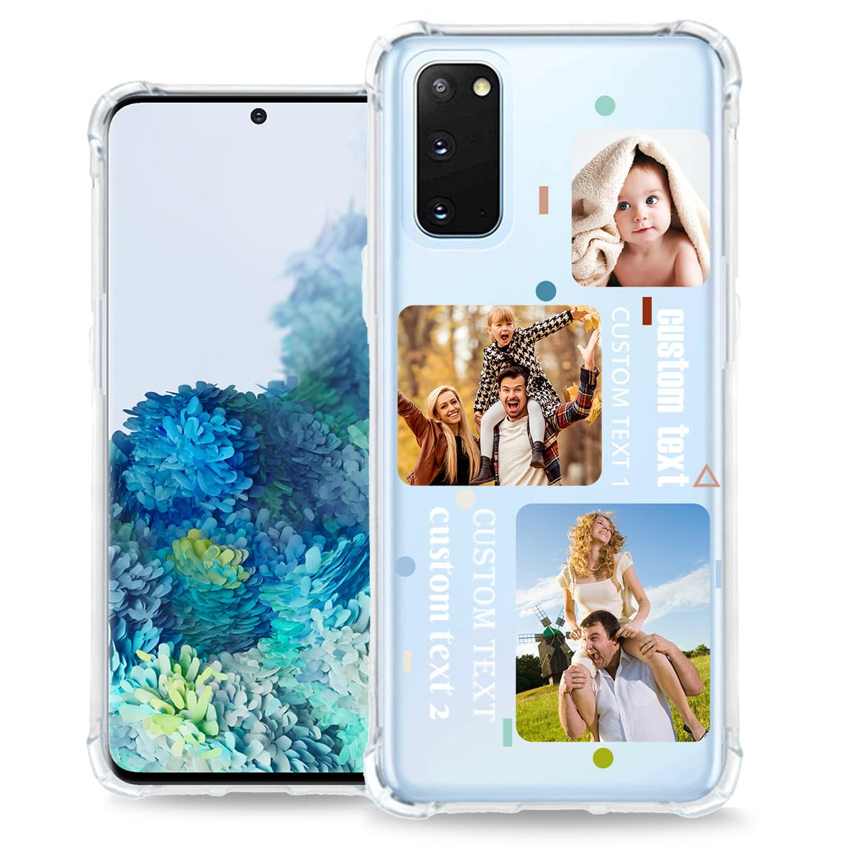 Custom Case for Samsung Galaxy S20 Phone Plus Ultra FE 5G Picture Photo Monogram Name - Personalized Make GS20 S 20+ Cover Thin Slim Soft Clear Rubber