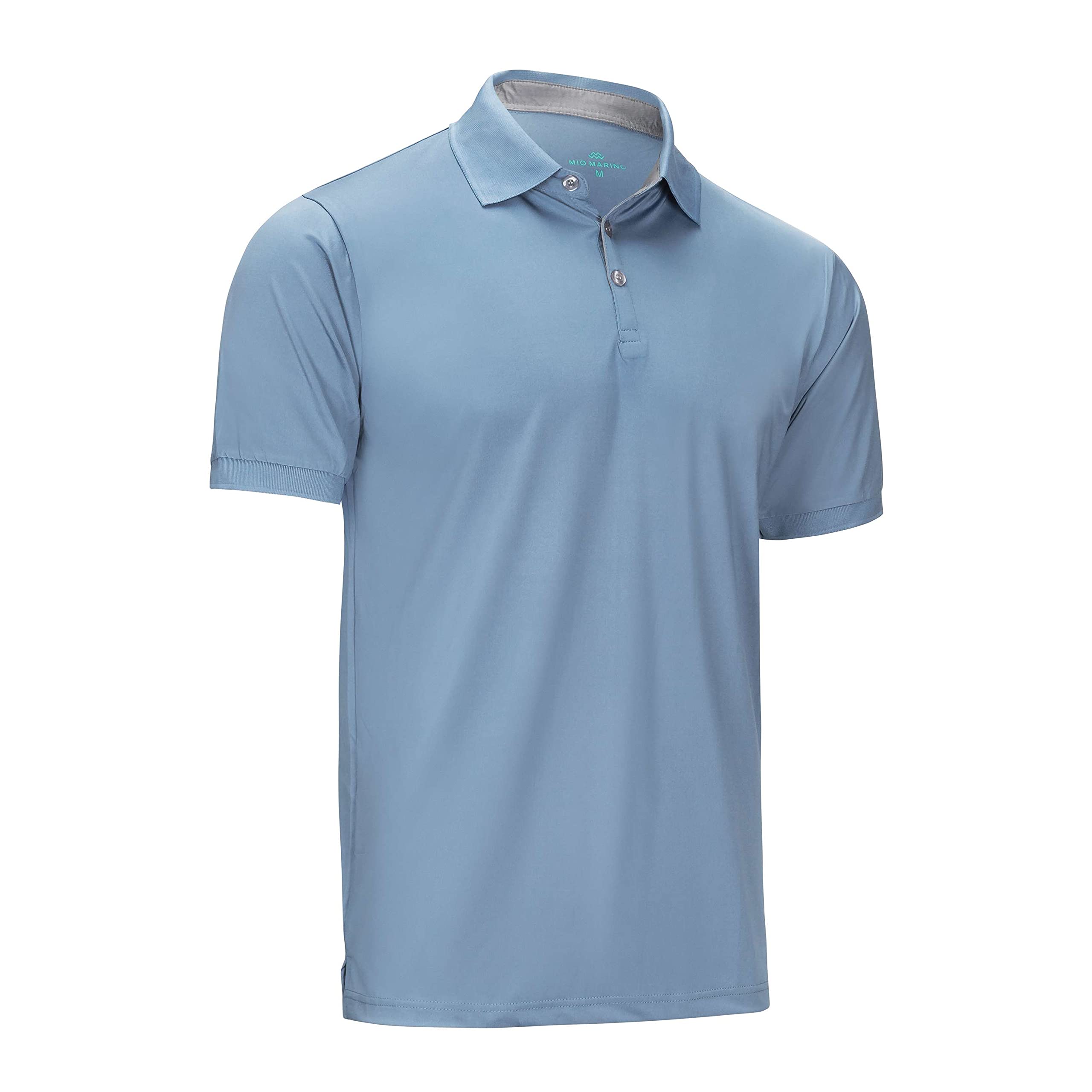 Mio Marino Golf Polo Shirts for Men - Dry Fit - Ultra-Thin Breathable Fabric - Denim Blue - X-Large