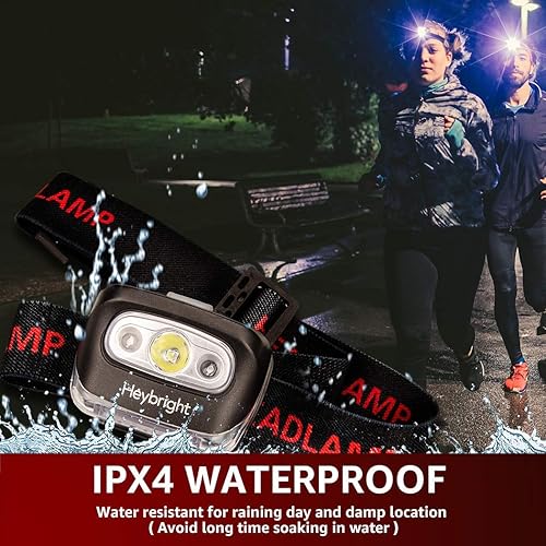 Miniatura 4 de Heybright Paquete de 4 faros LED con luz de seguridad roja, 8 modos de iluminación para adultos y niños, 300 lúmenes, 12 pilas AAA incluidas