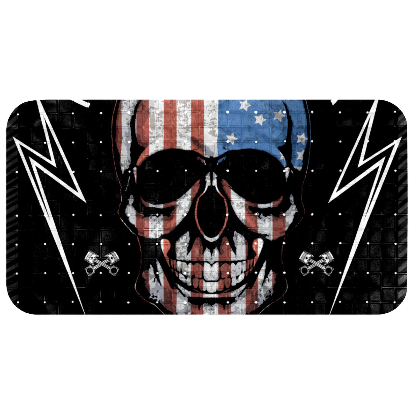 Tapis de douche antidérapant en PVC tête de mort contre les glissades 35 x 67 cm