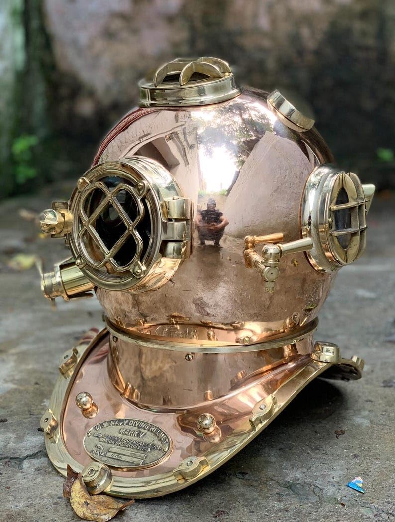 Scuba Diving Helmet | US Navy Mark V Divers Helmet | Marine Diving Helmet Dive Sea Helmet | Underwater Helmet Finish Copper & Brass Finish