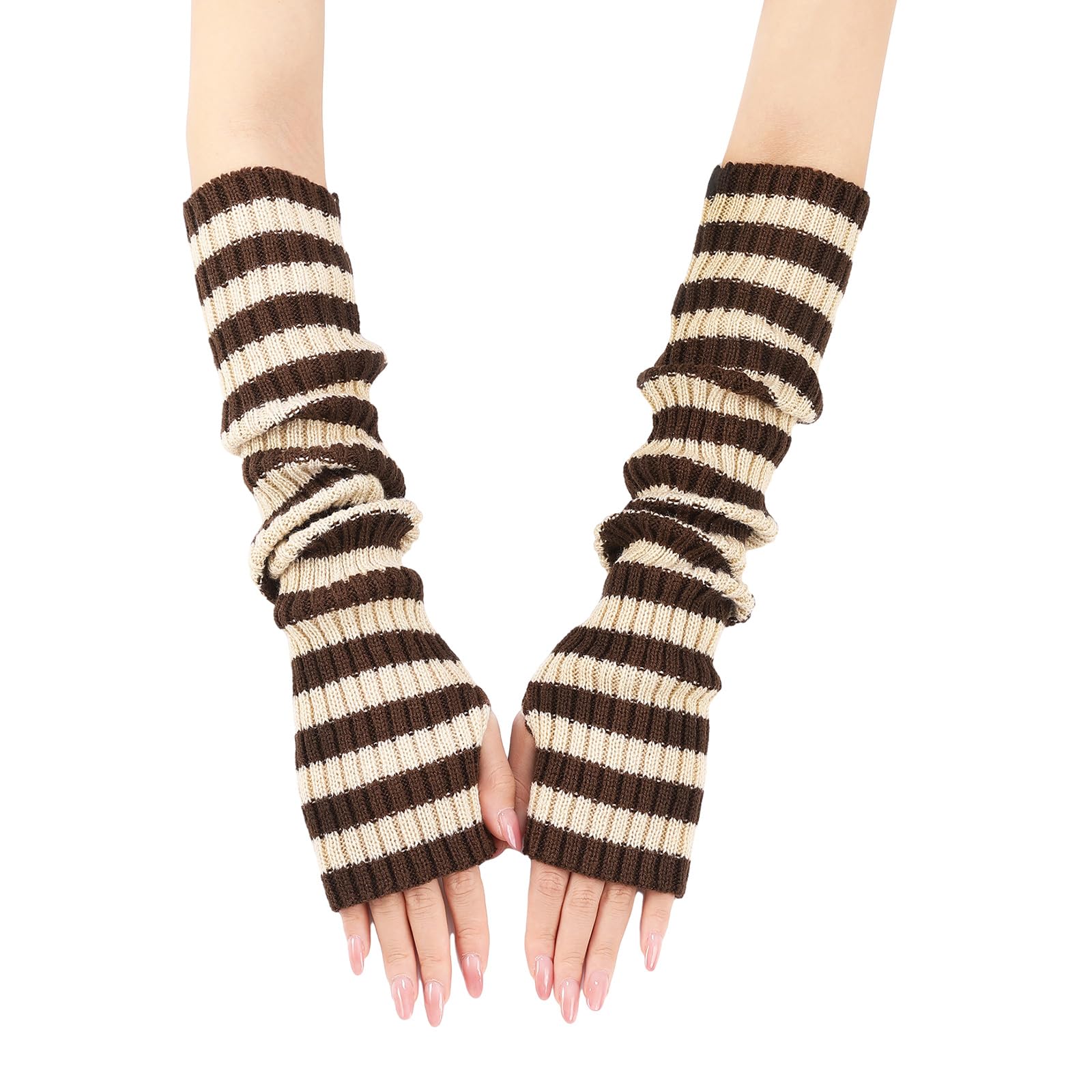 MICFENY Soft Acrylic Arm Warmers Oversleeve Half Finger Gloves For Winter Cycling Use