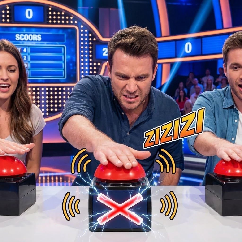 Family feud Game for Adults with Buzzer Party Contest Prop Toy, Trivia Quiz Got Talent for Family Feud Game Buzzer with Light & Alarm Sound - Answer Button Box for Classroom (2 PCS)
