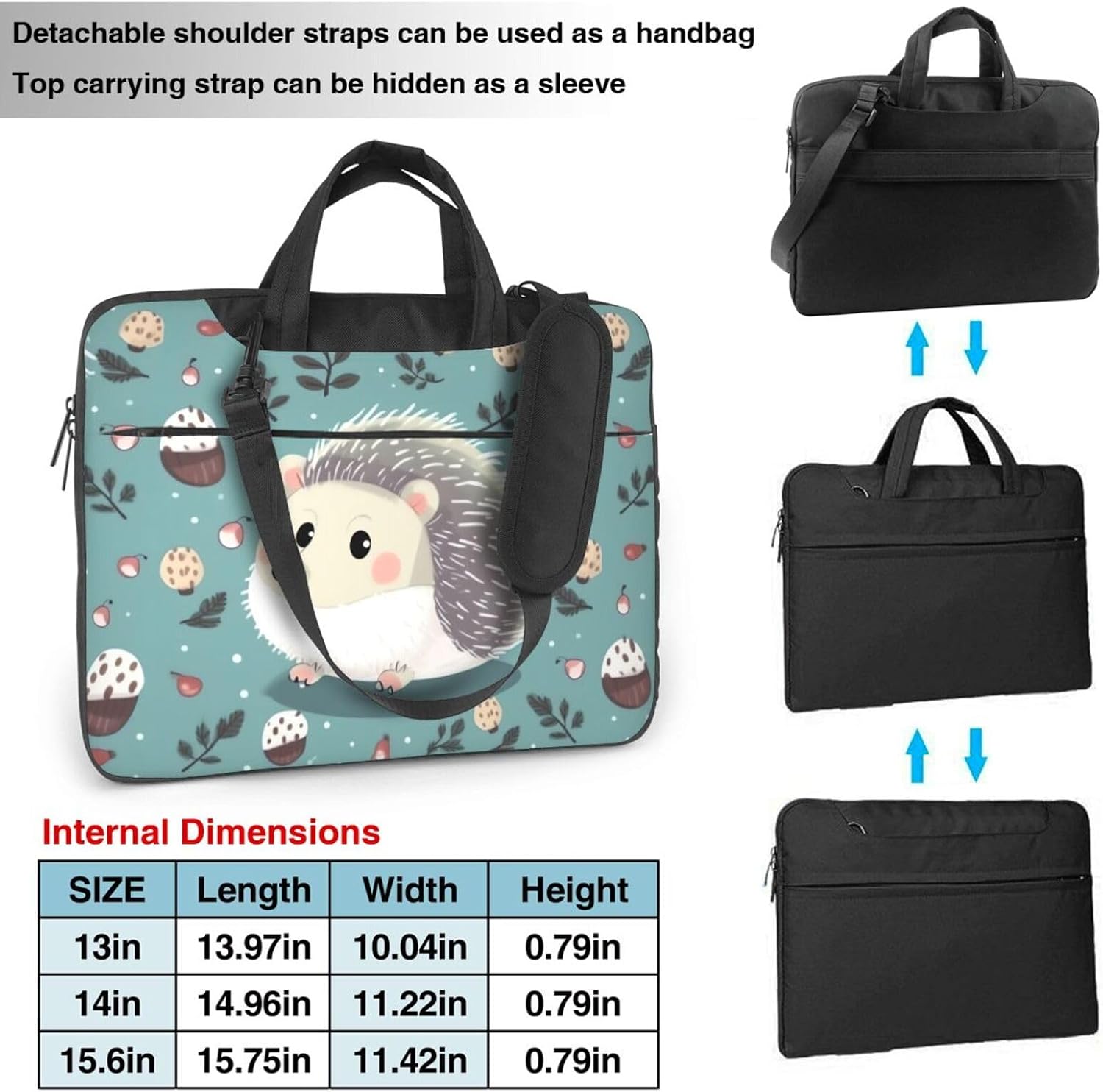 Laptop Bag Cute cartoon hedgehog Messenger Shoulder Bag for Laptop or Tablet Carrying Case image 3
