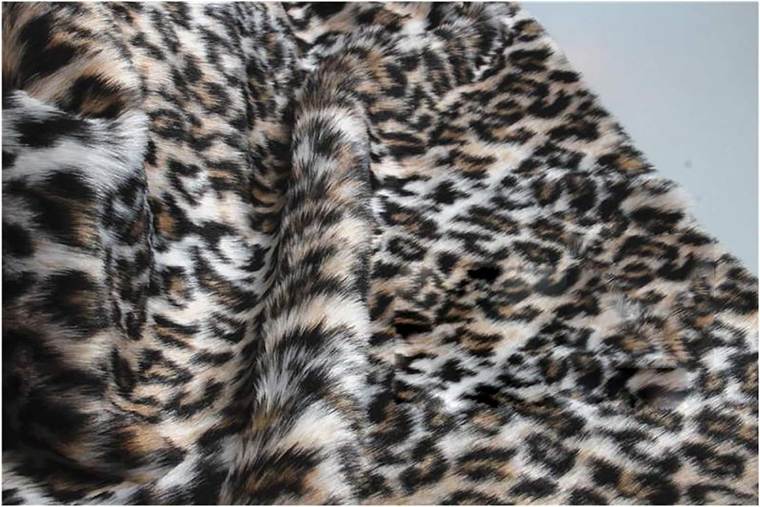 Materiał z długim włosiem ze sztucznego futra, Tkanina ze sztucznego futra Miękki pluszowy materiał(1 Leopard)