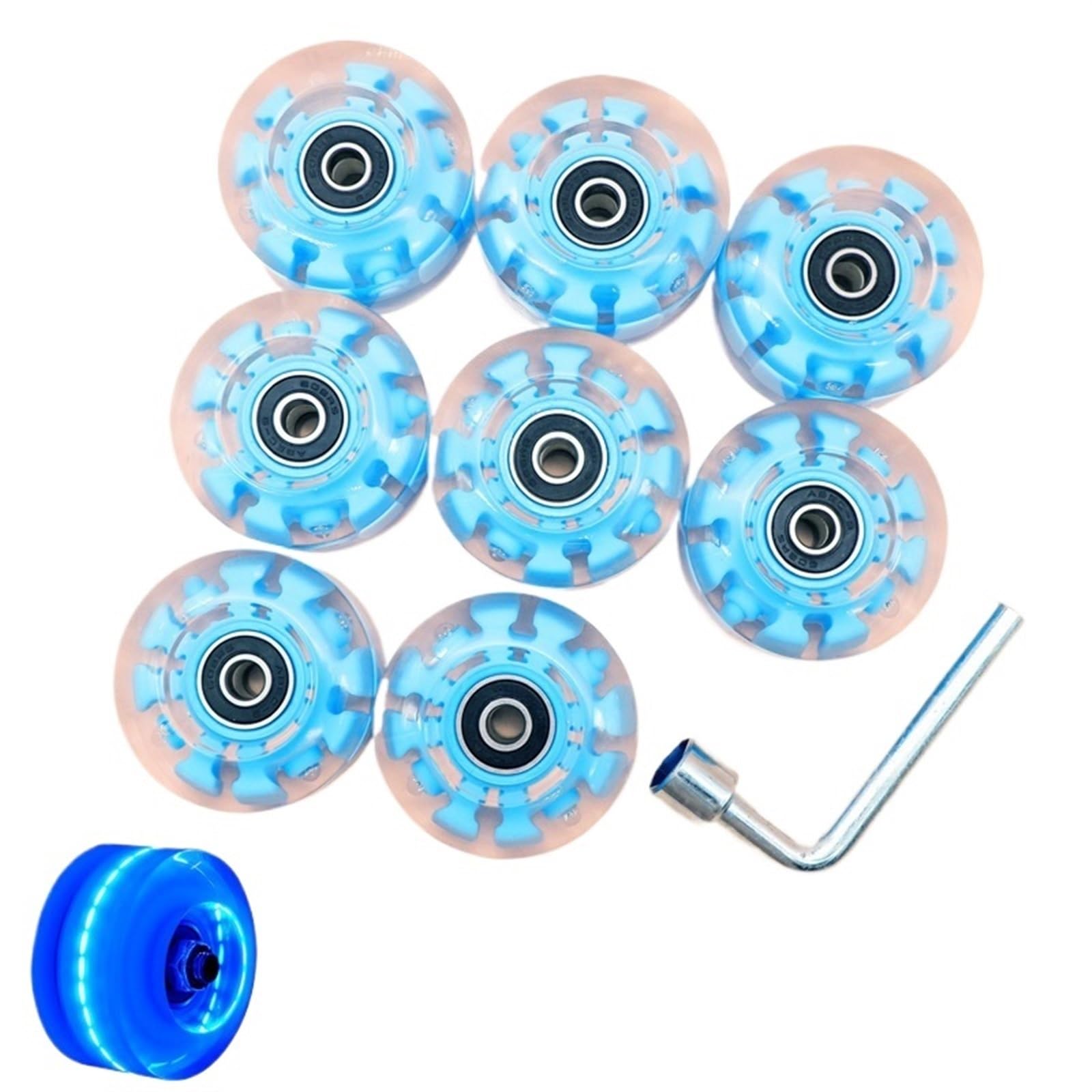 Ruedas Luminosas 1/4/8 Uds 58mm x 32mm PU 82A patines de doble fila ruedas monopatín 4 ruedas patines rueda luminosa de alta elasticidad patinaje al aire libre Ruedas Luminosas Para Scooter(White 8 PC
