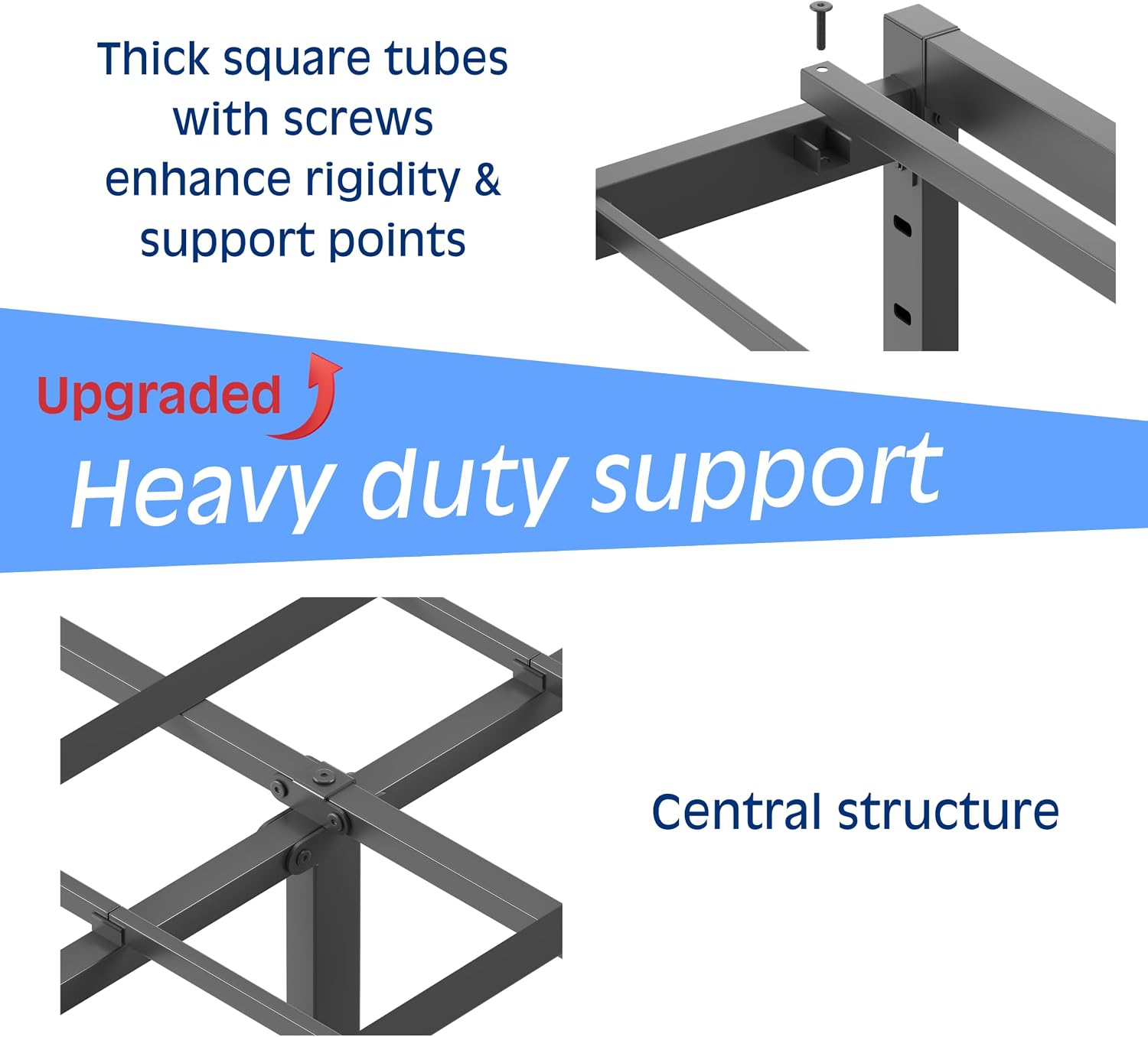 14" Heavy Duty Metal Platform Full Bed Frame with Grid Structure