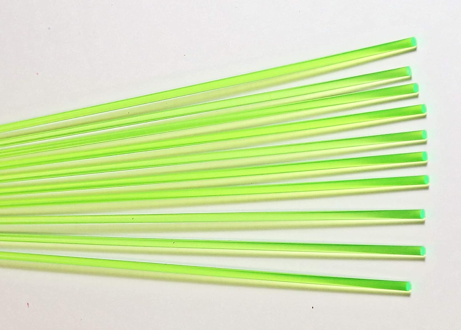 Fluorescent Green, FL-GR-.125-Rod-10 10 Pcs 1/8 Inches Diameter x 12 Inches Inch Long Color Fluorescent Translucent Green Acrylic Plexiglass Rods - .125 Dia - 3mm - 10 Feet