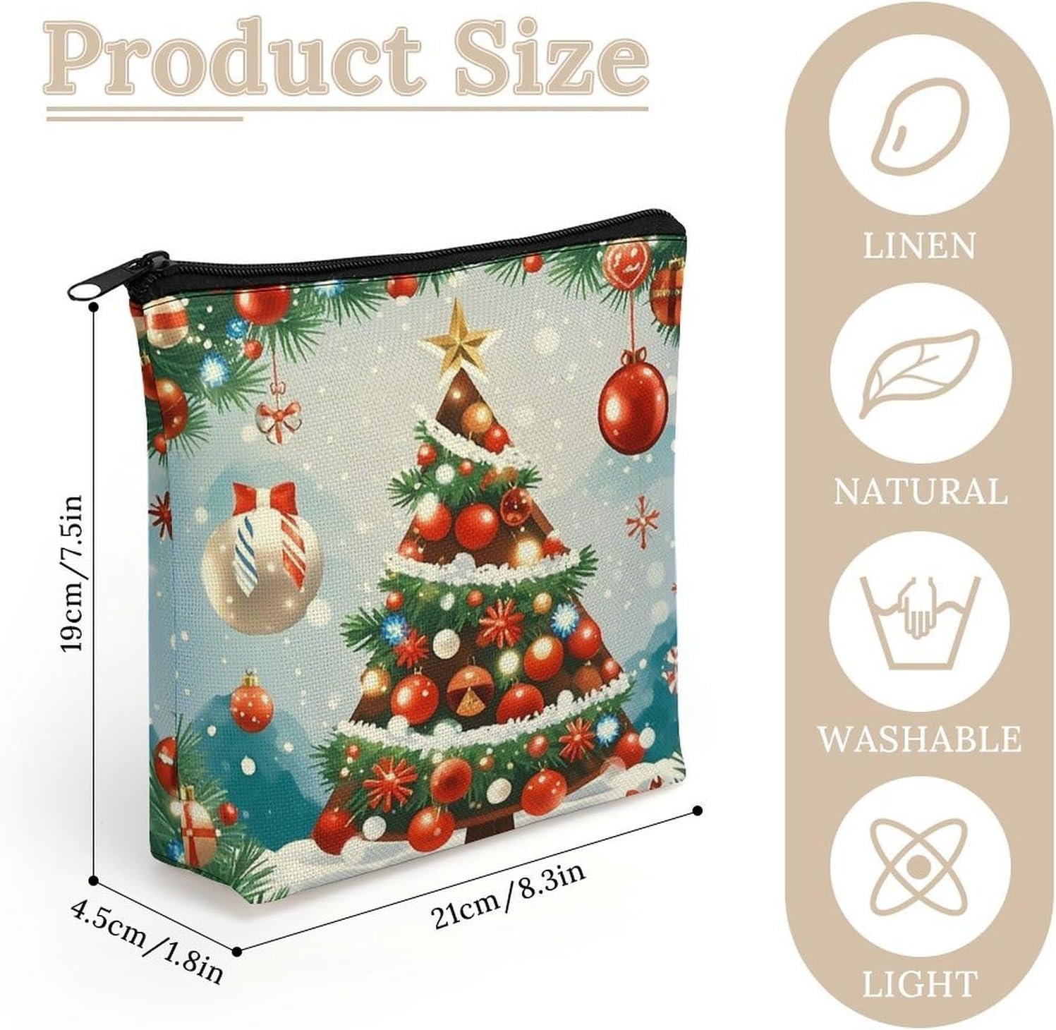 Red Christmas Tree Makeup Bag Cosmetic Bags Toiletry Bag image 2