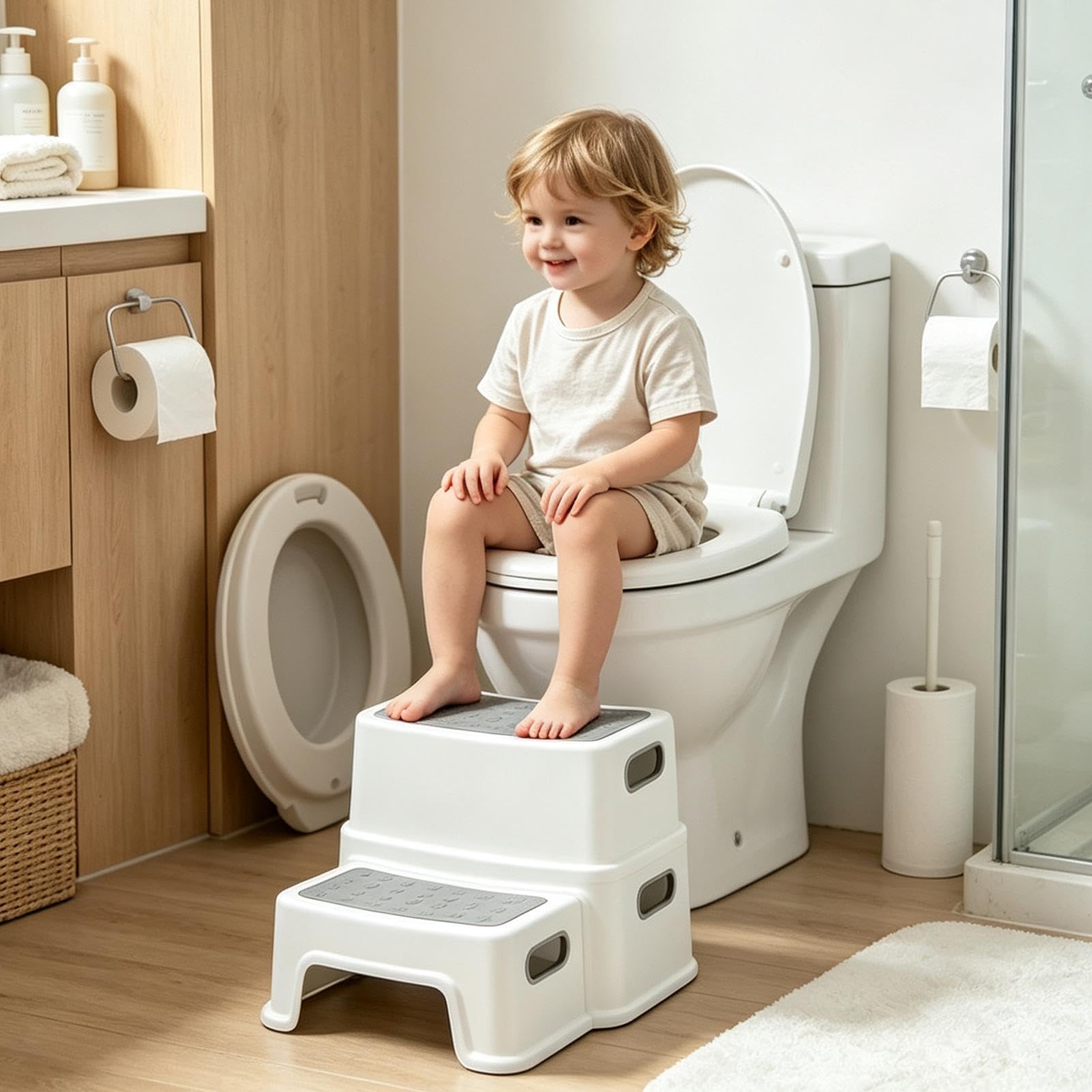 Taburete de baño para defecar, revestimiento antideslizante, soporte para postura en cuclillas, escaleras | Taburete desmontable para ducha familiar, tocador, mesita de noche, bañera, cocina, niños, adultos, ancianos