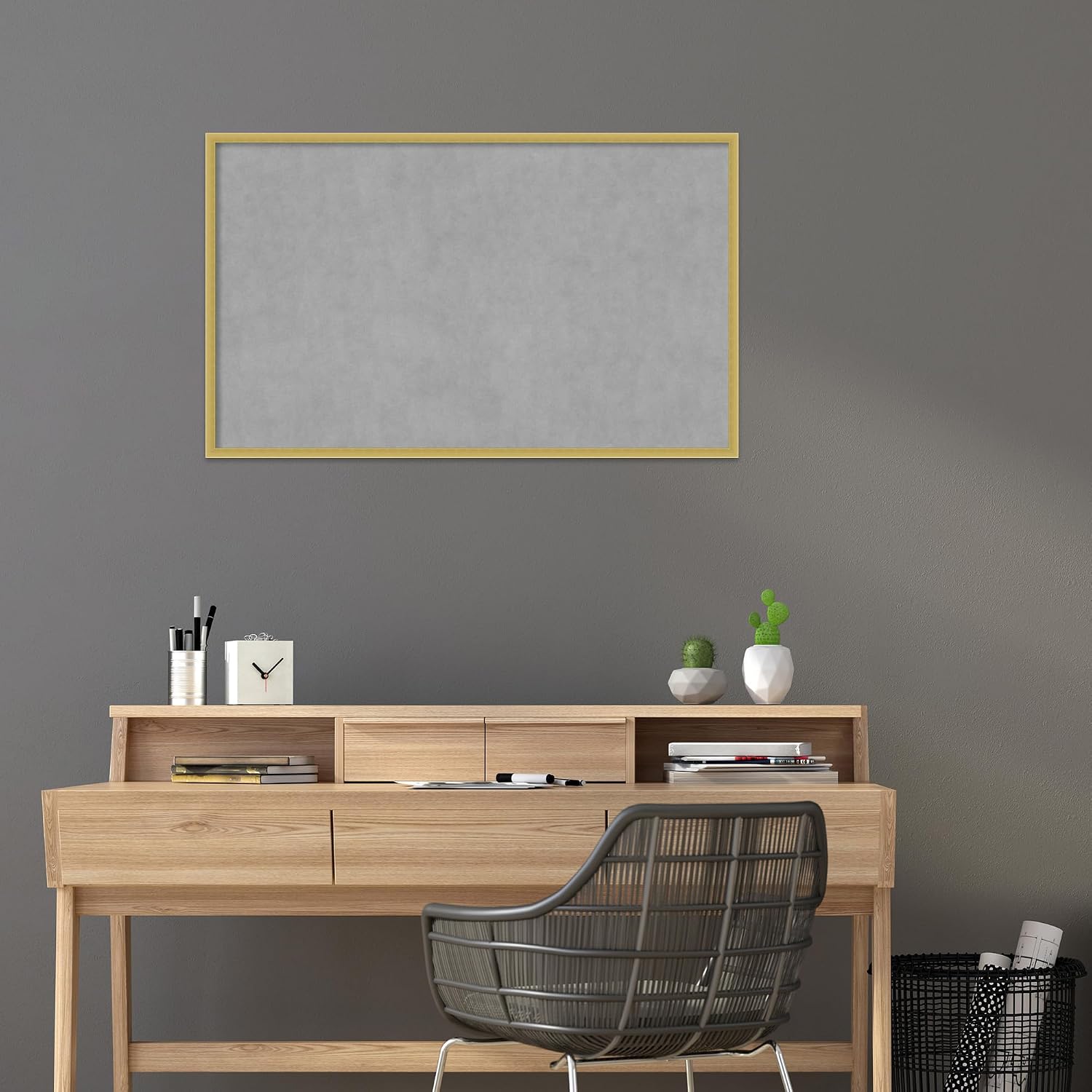 Amanti Art Gold Framed Magnetic Board 25x41 Large Vision Board for use with Magnets, 100% Metal Sheet to Display Items as Office Decor or for Home Organization in mudroom, Kitchen or Kids Room
