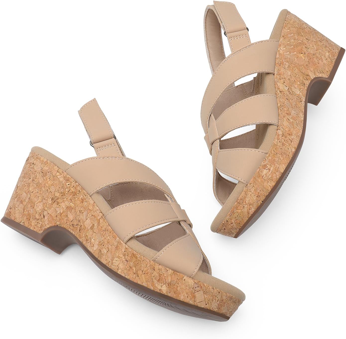 DREAM PAIRS Women's Wedge Sandals Comfortable Open Toe Platform Casual Dressy Cork Summer Dress Shoes - Image 4