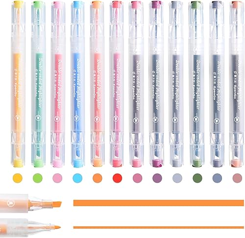 Resaltadores bíblicos que no se corren, paquete de 12 resaltadores de colores pastel surtidos, cincel y puntas finas para la escuela y el estudio