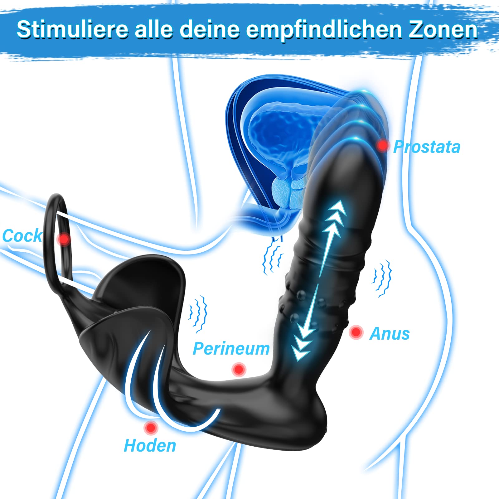 Humbuzz Giocattoli sessuali vibratori anali dildo per uomini vibratore prostatico anale gay con 9 modalità telescopiche e modalità di vibrazione plug anale,massaggiatori di stimolazione anale