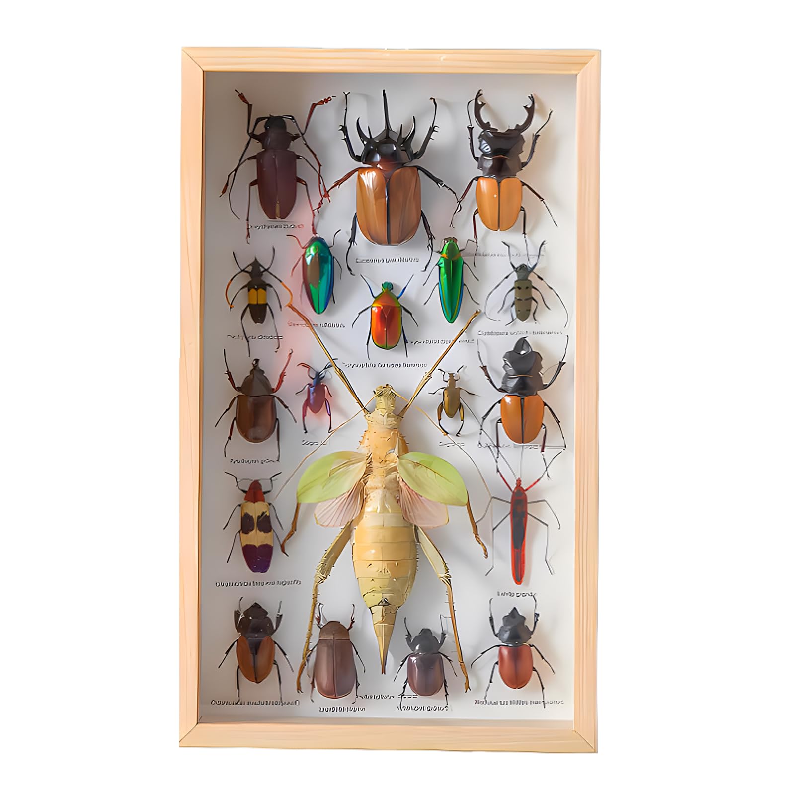 DRXRD Vitrina de Insectos Reales, Caja de Taxidermia de Insectos Mixtos con Marco de Madera y Cierre para Colgar, para Educación y Enseñanza (34 x 20.5 x 4.3cm) A