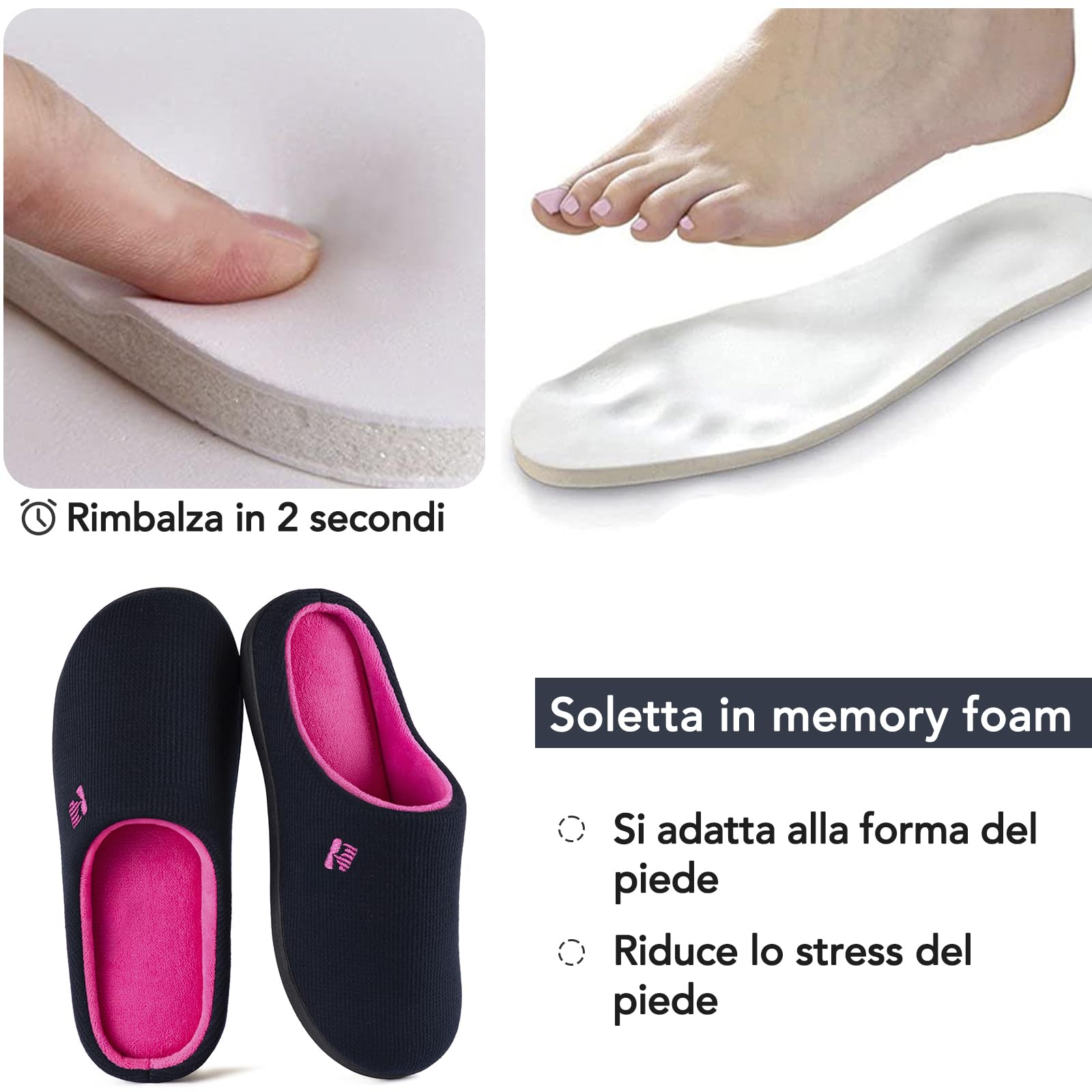 RockDove Bicolore Pantofola da Donna in Memory Foam