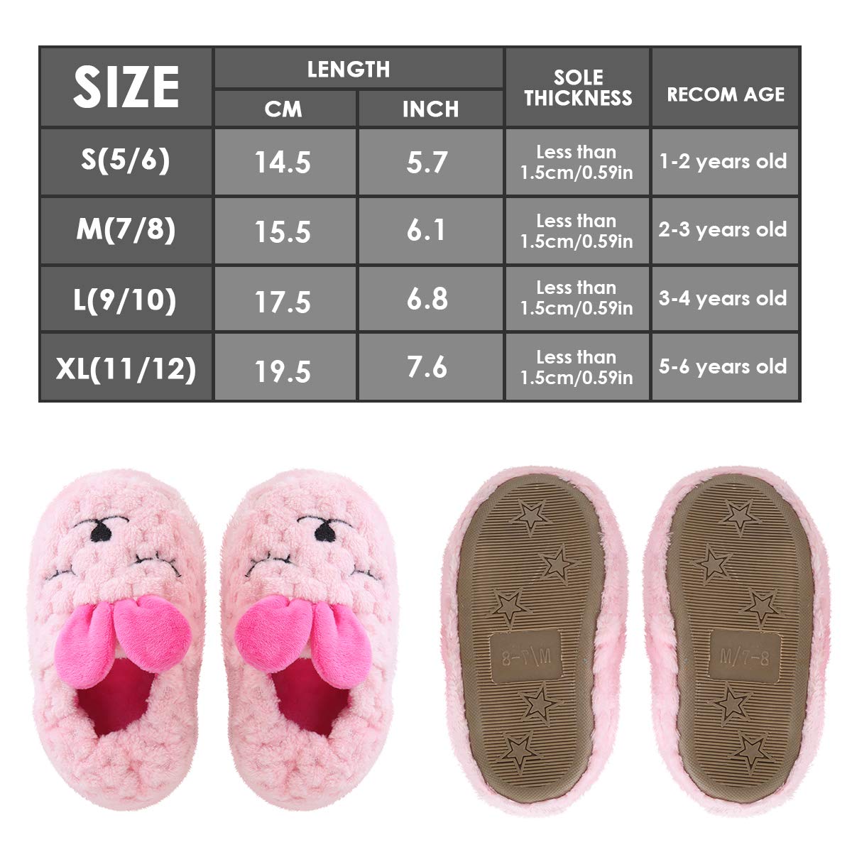 Pantofole Bambino Calde Con Coniglietto - Antiscivolo Per Interni E Cameretta - Taglie 14.5 A 19.5 Cm - 4