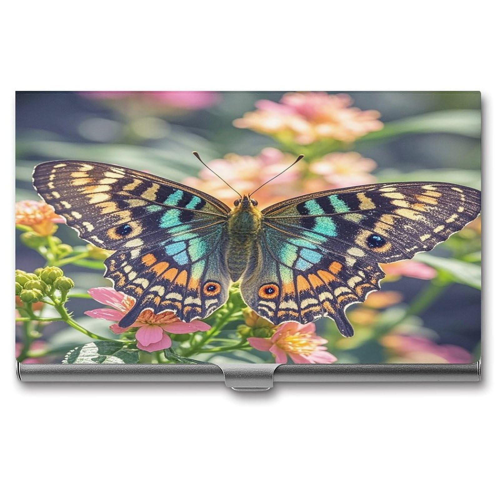 FekiLoot Butterfly Business Card Holder for Men Women Metal Slim Organizer Business Card Carrier Wallet Name Cards Holder Retro Slim Pocket Purse Small Portable Card Case
