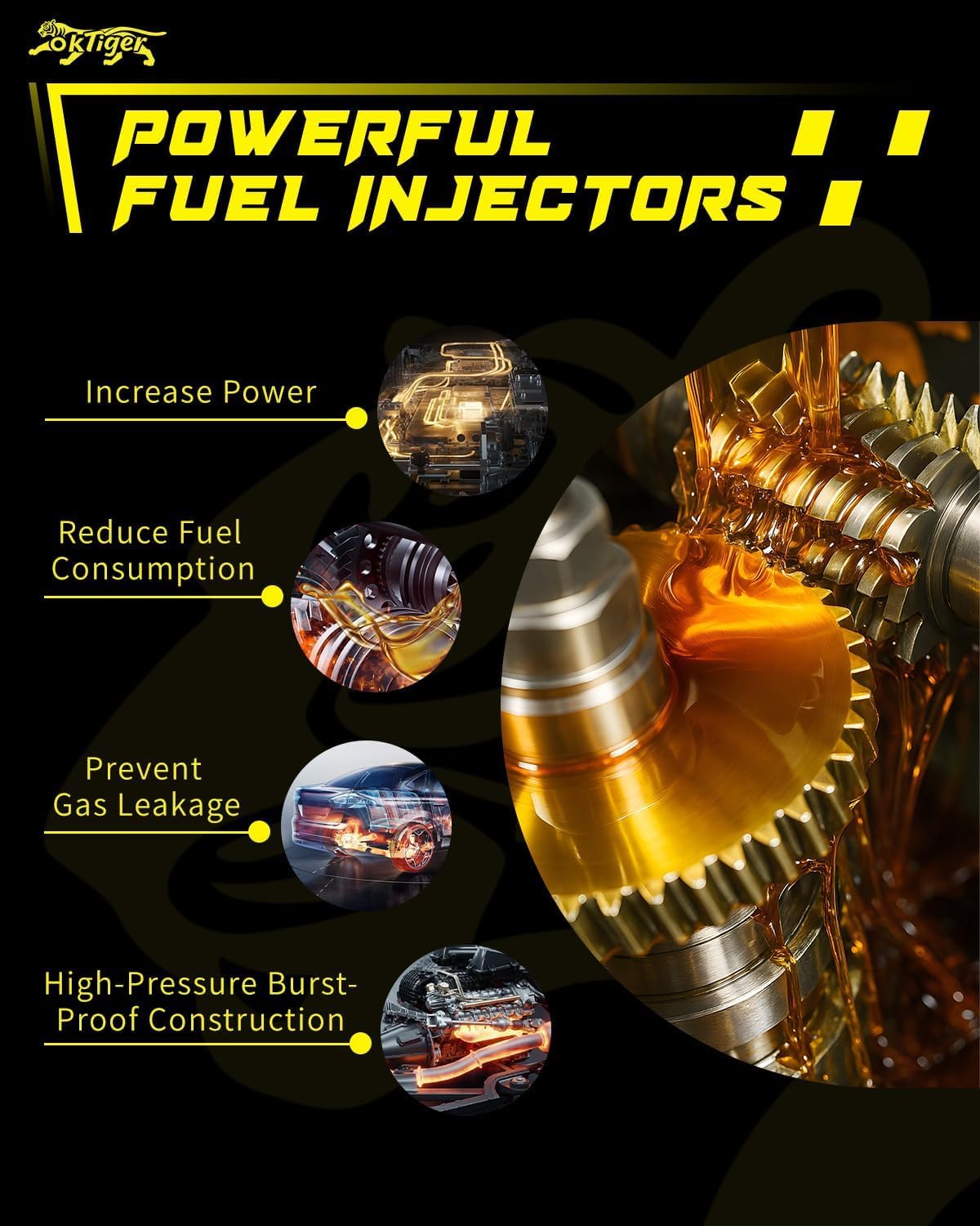 Oktiger High Performance Fuel Injectors Fit for Nissan 2007-2012 Sentra 2.0L, 2007-2012 Versa 1.8L, 2009-2014 Cube 1.8L, 2013-2017 NV200 2.0L, Set of 4, Replace# 16600-EN200, 16600EN200, FBY2850