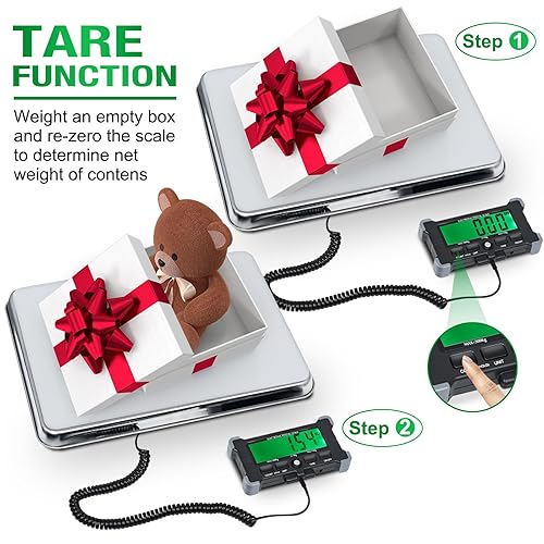 Miniatura 5 de NORJIN Báscula postal de 660 libras, báscula de plataforma grande de 16 x 12 pulgadas, báscula industrial resistente para paquete, batería no