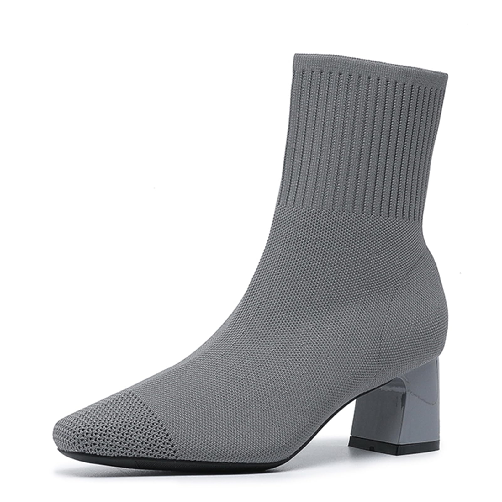 Women’s Booties Comfortable Knitted Low Heel Boots For Women Ankle Booties Pointed Toe Slip On Fall Winter Ladies Dress Shoes
