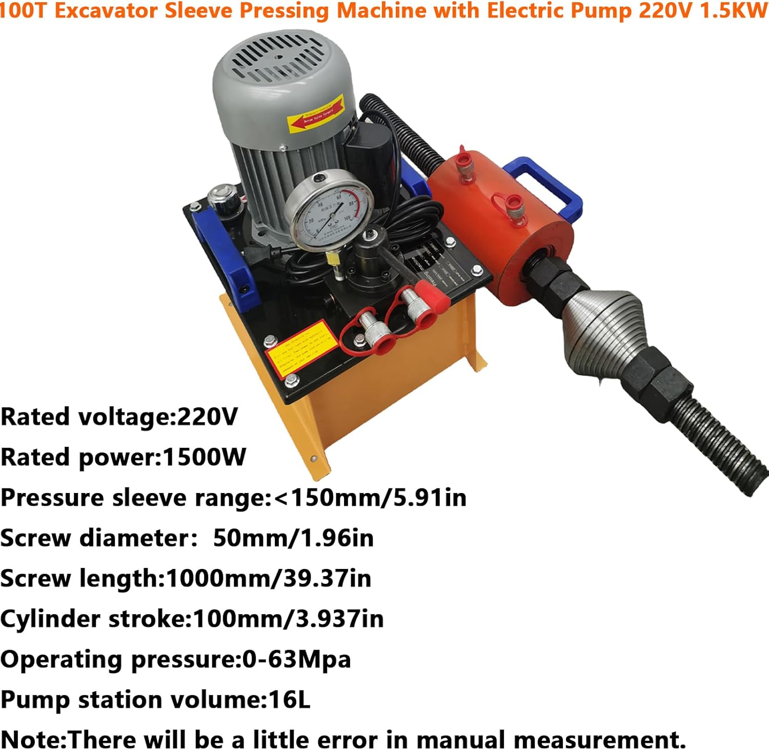 100T Excavator Sleeve Pressing Machine with Electric Pump 220V 1.5KW Hydraulic Crawler Pin Pressing Machine for Repair of Excavator Tracks and Shaft Sleeves