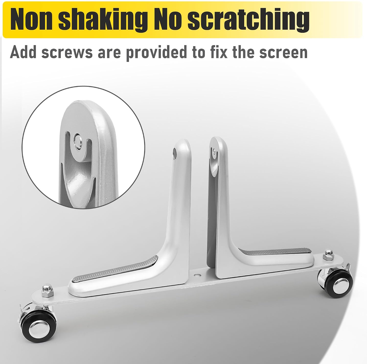 MYOYAY 2 Packs Room Divider Stabilizer Feet with Stainless Steel Wheels, Folding Room Screen Divider Stand Support Bases Privacy Screen Partition Holder Feet for Hotel Home Office (Sliver)