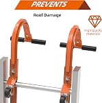 2 Pack Ladder Roof Hook with Wheel Heavy Duty Steel Ladder Stabilizer, Roof Ridge Extension, Rubber Grip T-Bar for Damage Prevention, 500 lbs Weight Ratin, Fast & Easy to Access Steep Roofs(Patent)