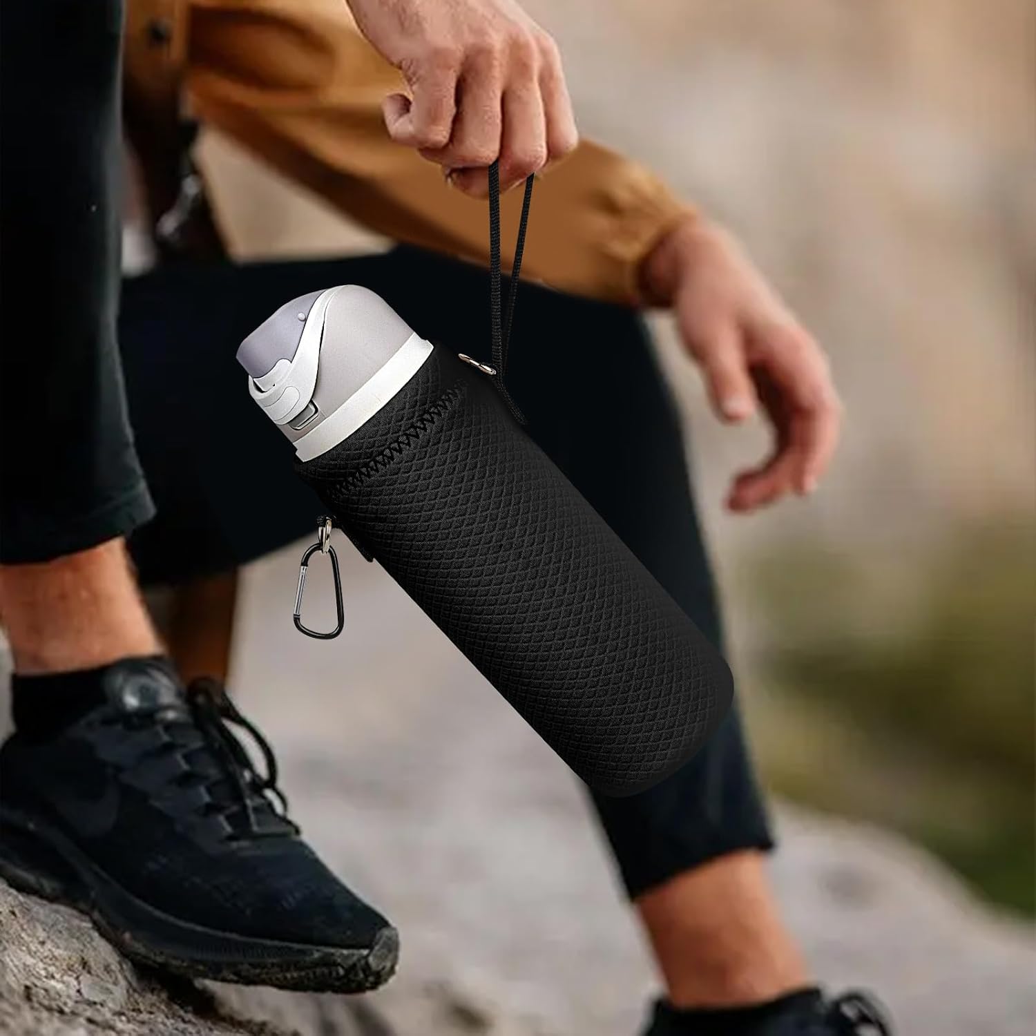 Linkidea Water Bottle Carrier with Strap Compatible with Owala FreeSip 24oz, Twist 24oz, Potter 24oz Bottle, Neoprene Waterbottle Sling Bag Holder, Black - Image 5