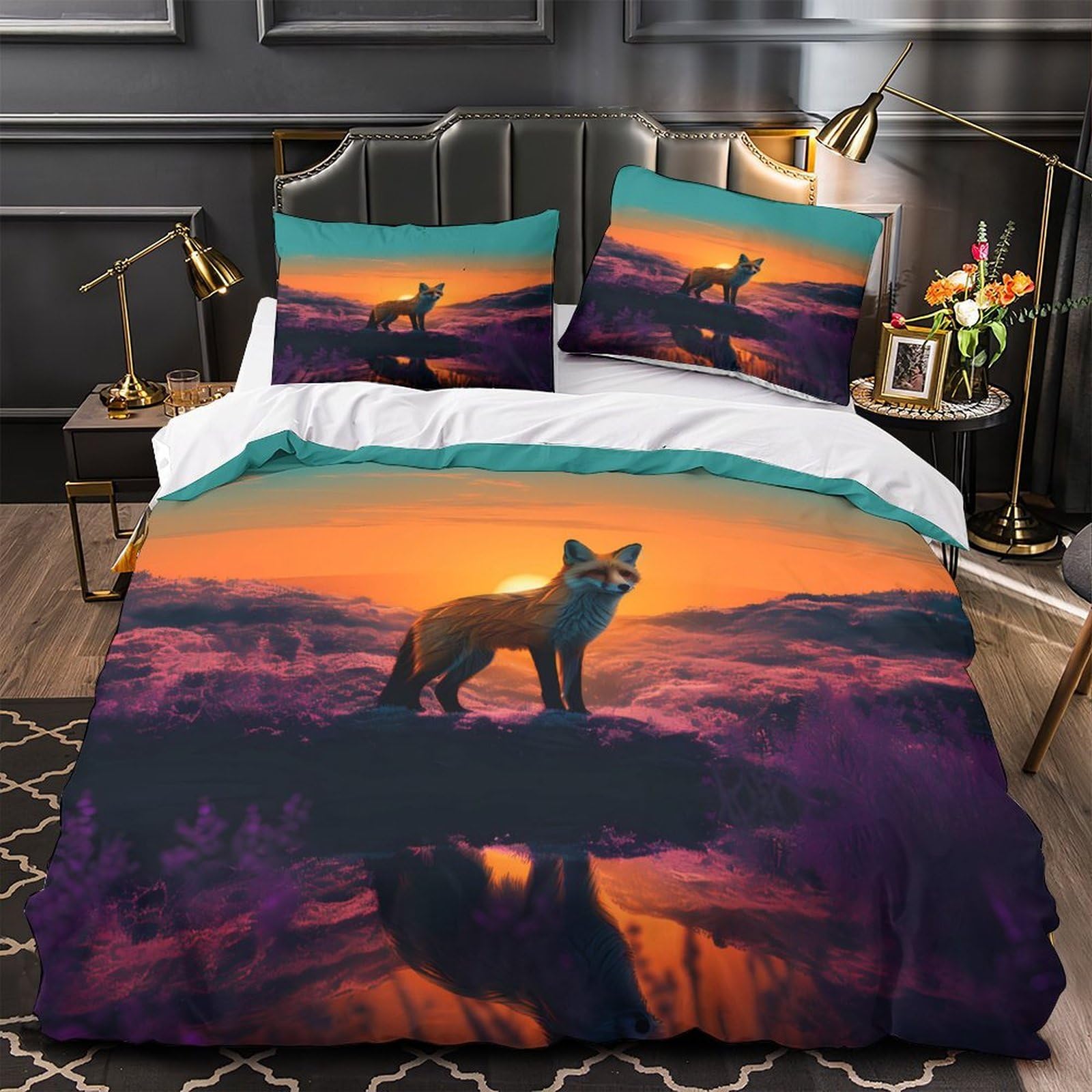 Housse de couette renard impression 3D super douce 1 place