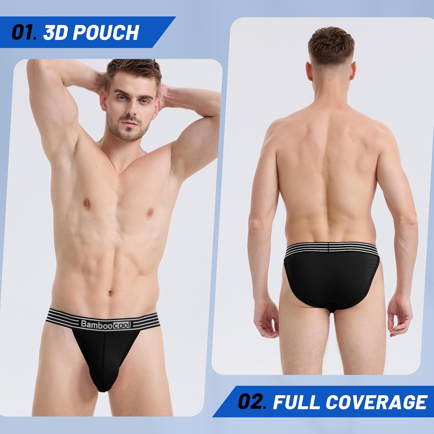 BAMBOO COOL Men's Bikini Underwear Contour Pouch Breathable Soft Mens String Bikini Briefs Tagless Mens Sexy Underwear 4 Pack - Image 3