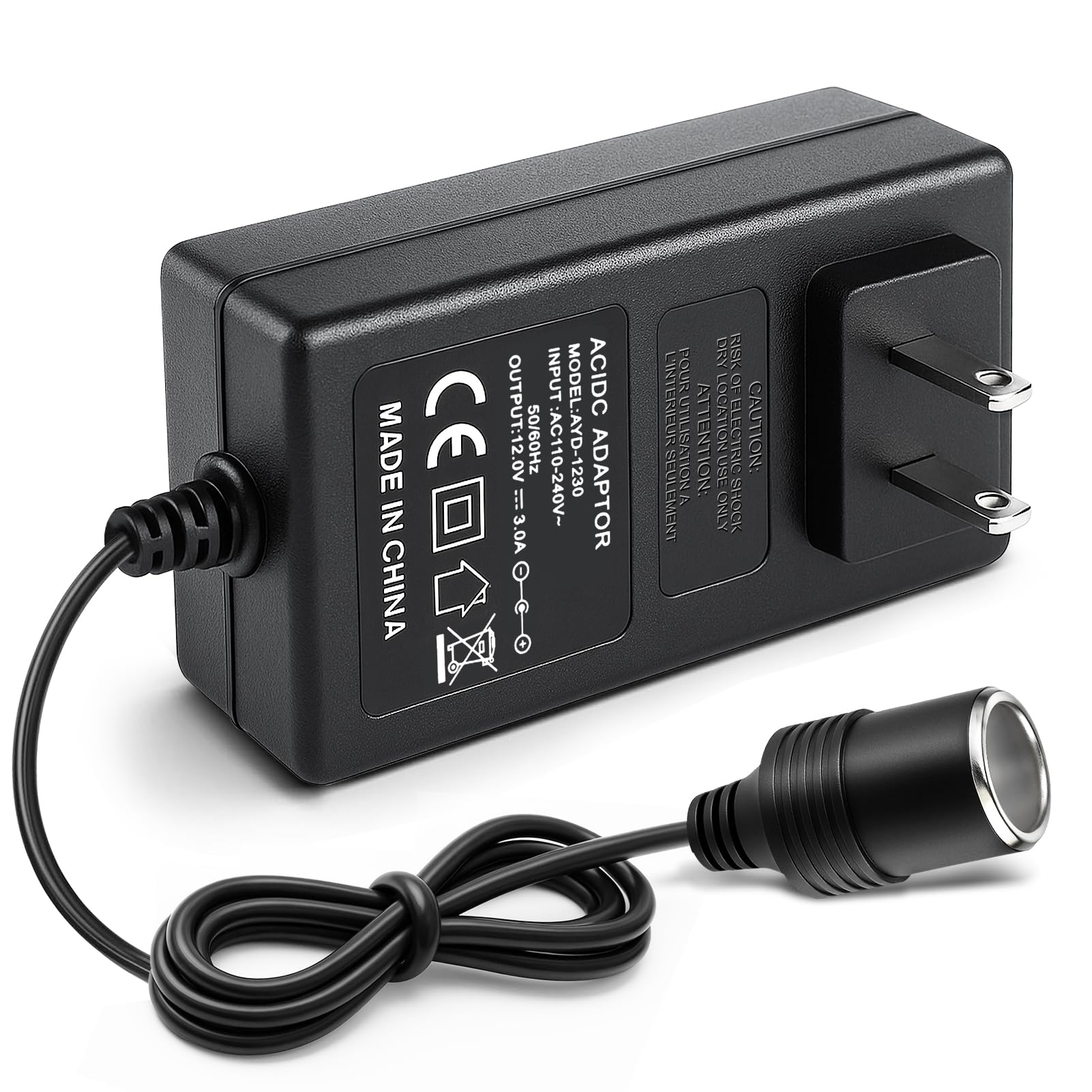 110V AC to DC 12V Converter 3A 36W Cigarette Lighter Adapter to Wall Plug 110 240V Home Car