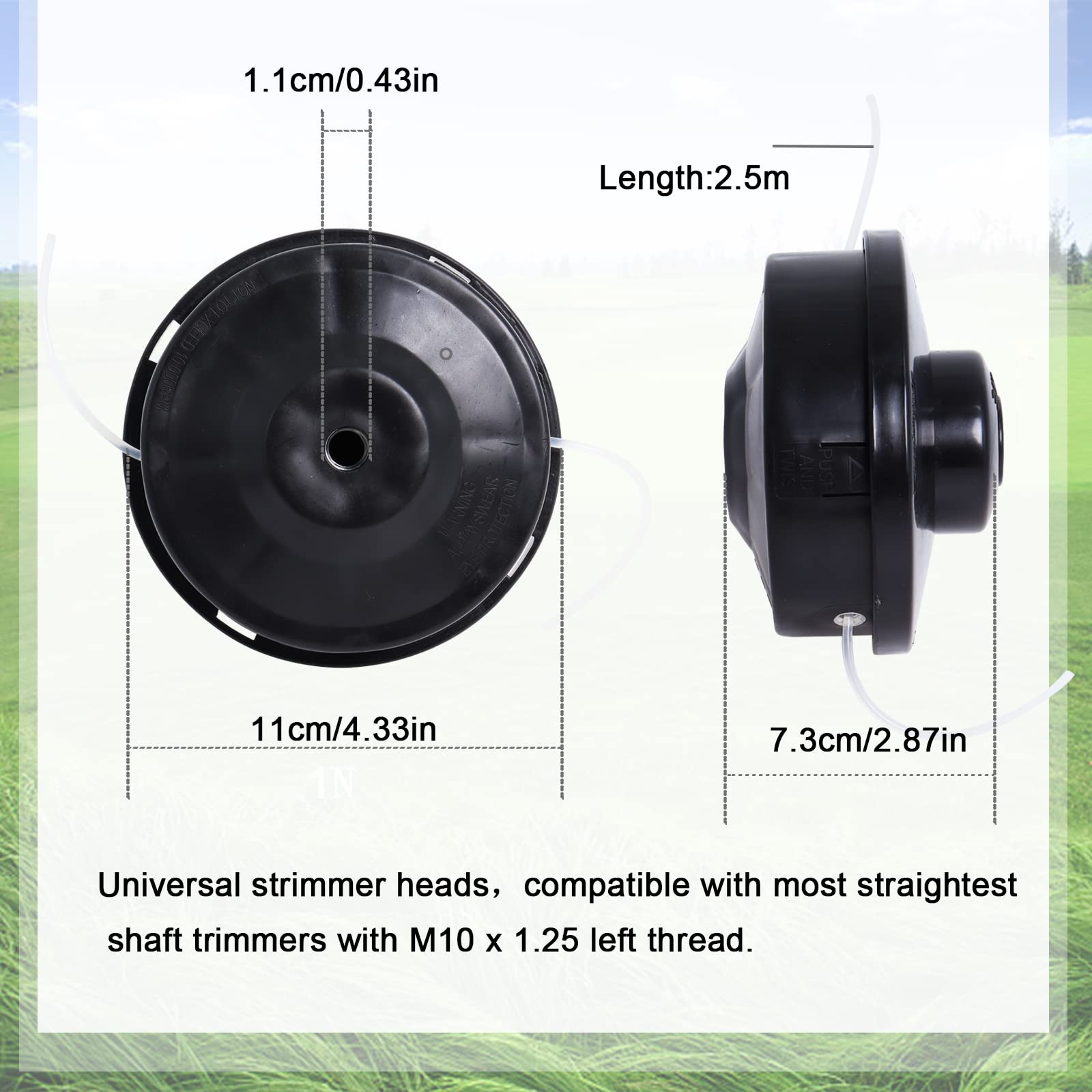 FUBESK Universal-Rasentrimmerkopf – Kompatibel Mit M10 X 1,25 LHF & Vielen Freischneider-Marken, Aus Gehärtetem Kunststoff