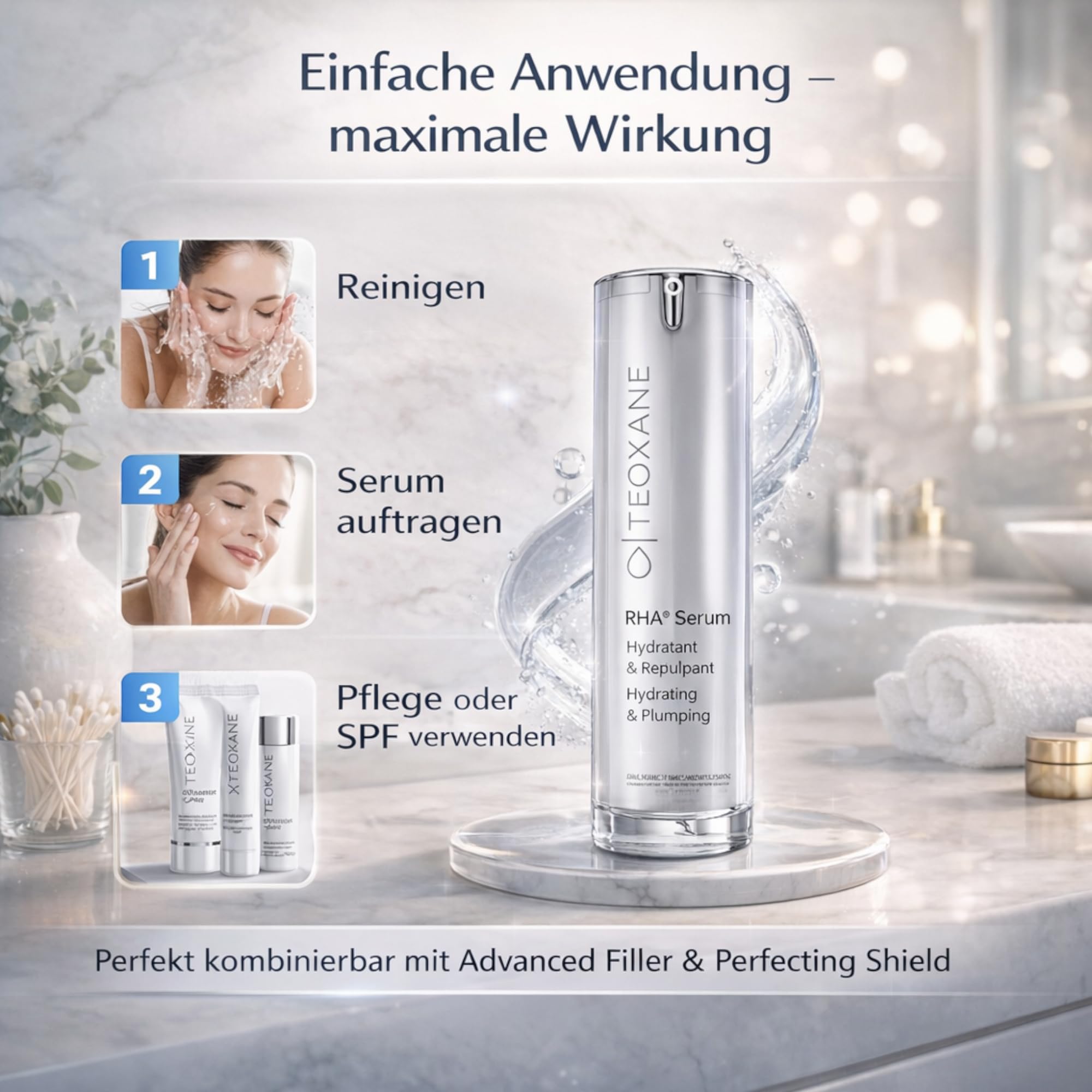TEOXANE Sérum RHA - Sérum hyaluronique hautement concentré | Sérum anti-âge à l'acide hyaluronique | Sérum visage anti-âge pour une hydratation maximale | Effet de remplissage à l'acide hyaluronique