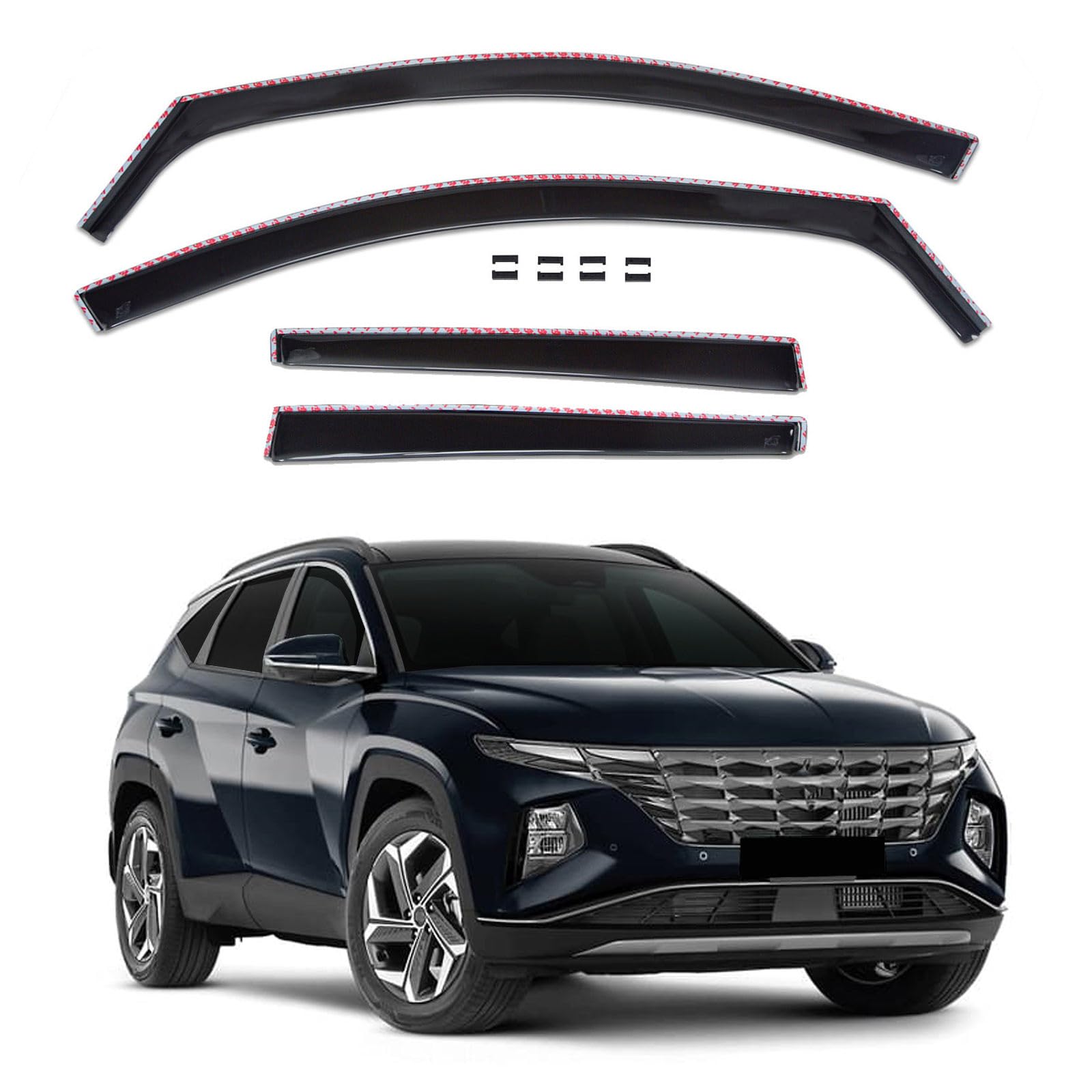 SCOUTT J&J Automotive GP Windabweiser passend für Hyundai Tucson 5-Türer ab 2020 4tlg, Vorne und Hinten Regenabweiser Passform Getönt Schwarz