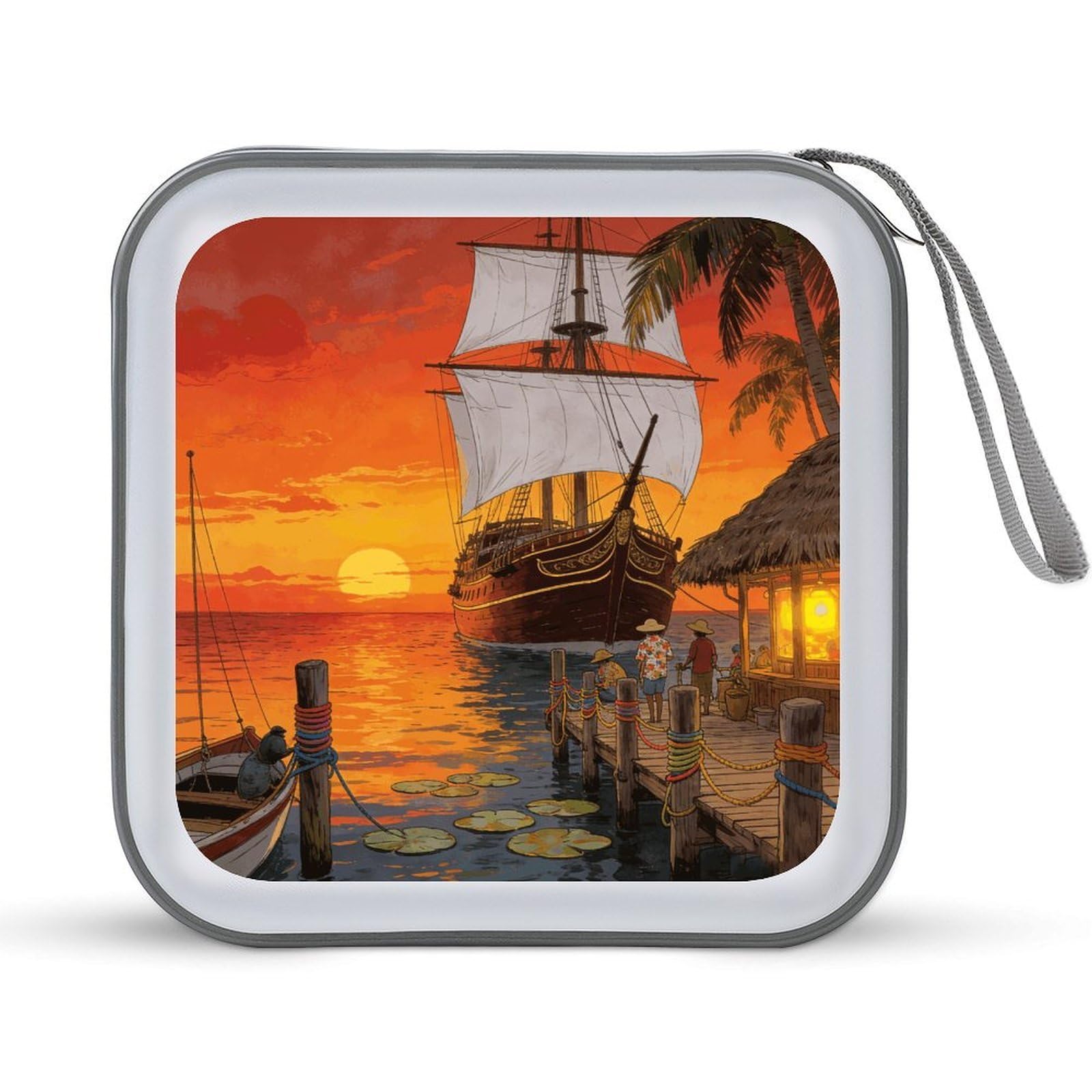 Funda para DVD Sunset Pier contra impactos: guarda 40 discos de plástico duro para coche