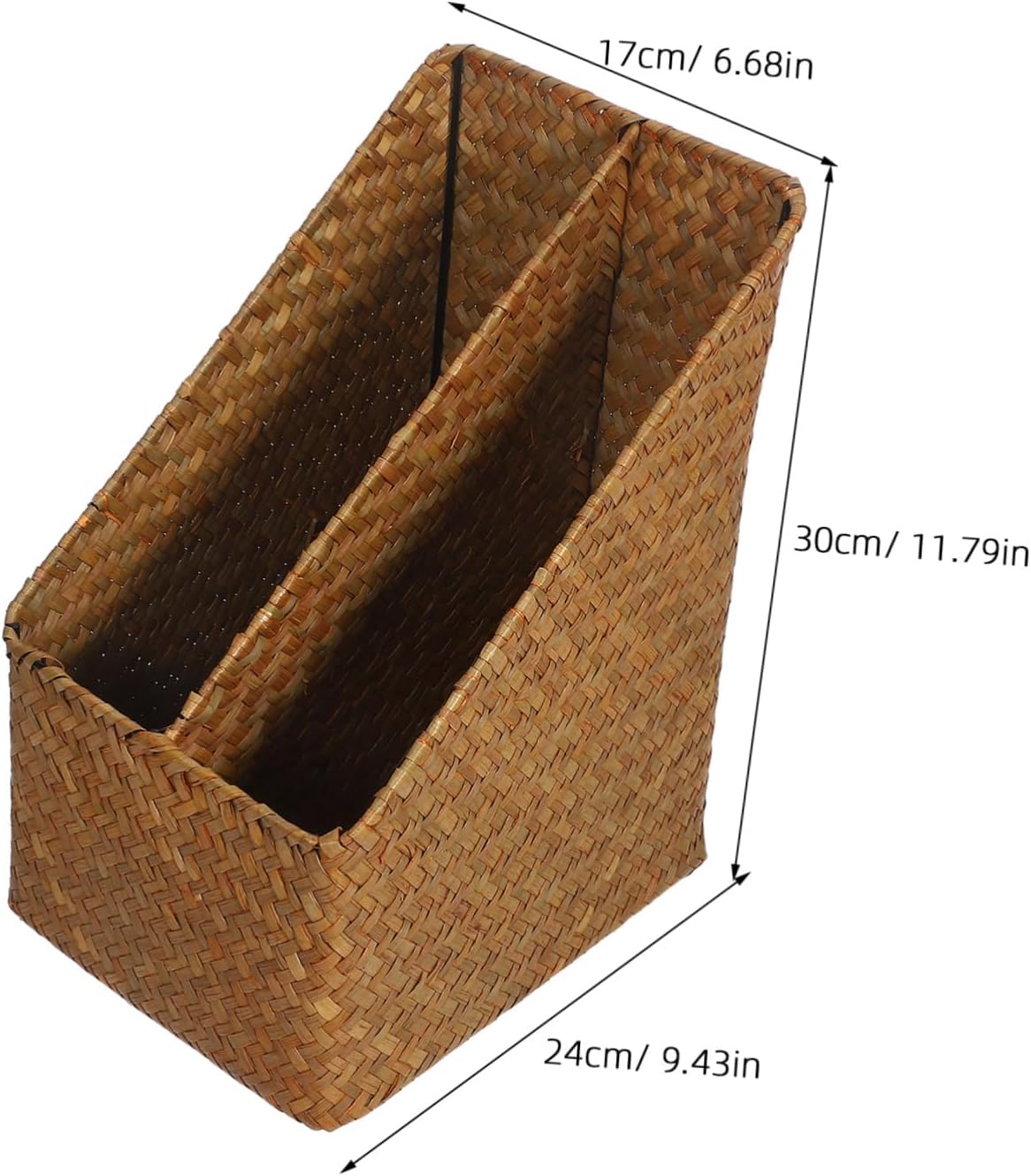 Cabilock Woven Desk File Organizer Basket Stylish Multi Use Storage for Magazines Documents Books Sturdy Handmade Design for Office Living Room Bedroom Double Compartment Storage