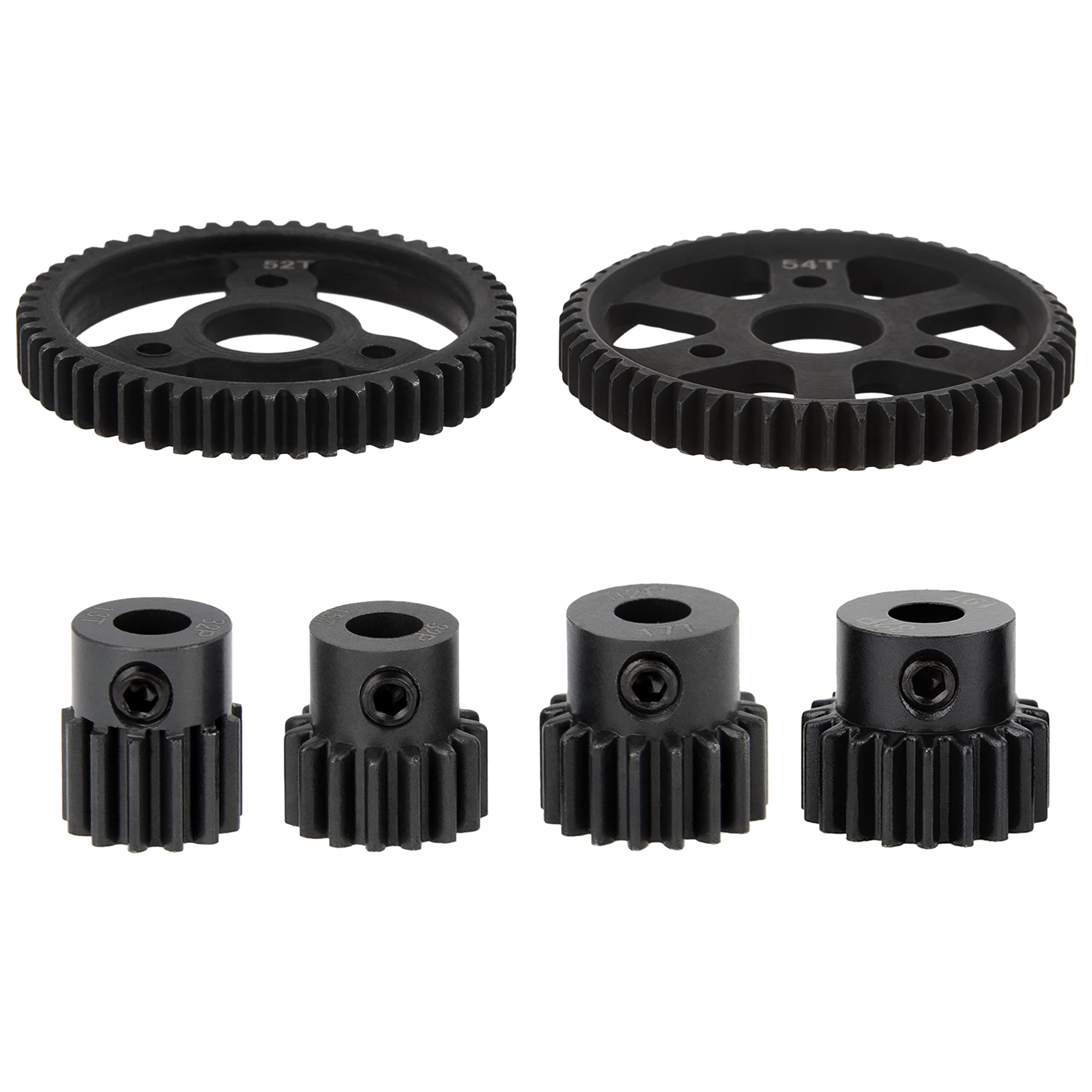 DKKY 6PCS 32P M0.8 Metal Hardened Steel Gear 54T 52T Spur Gear