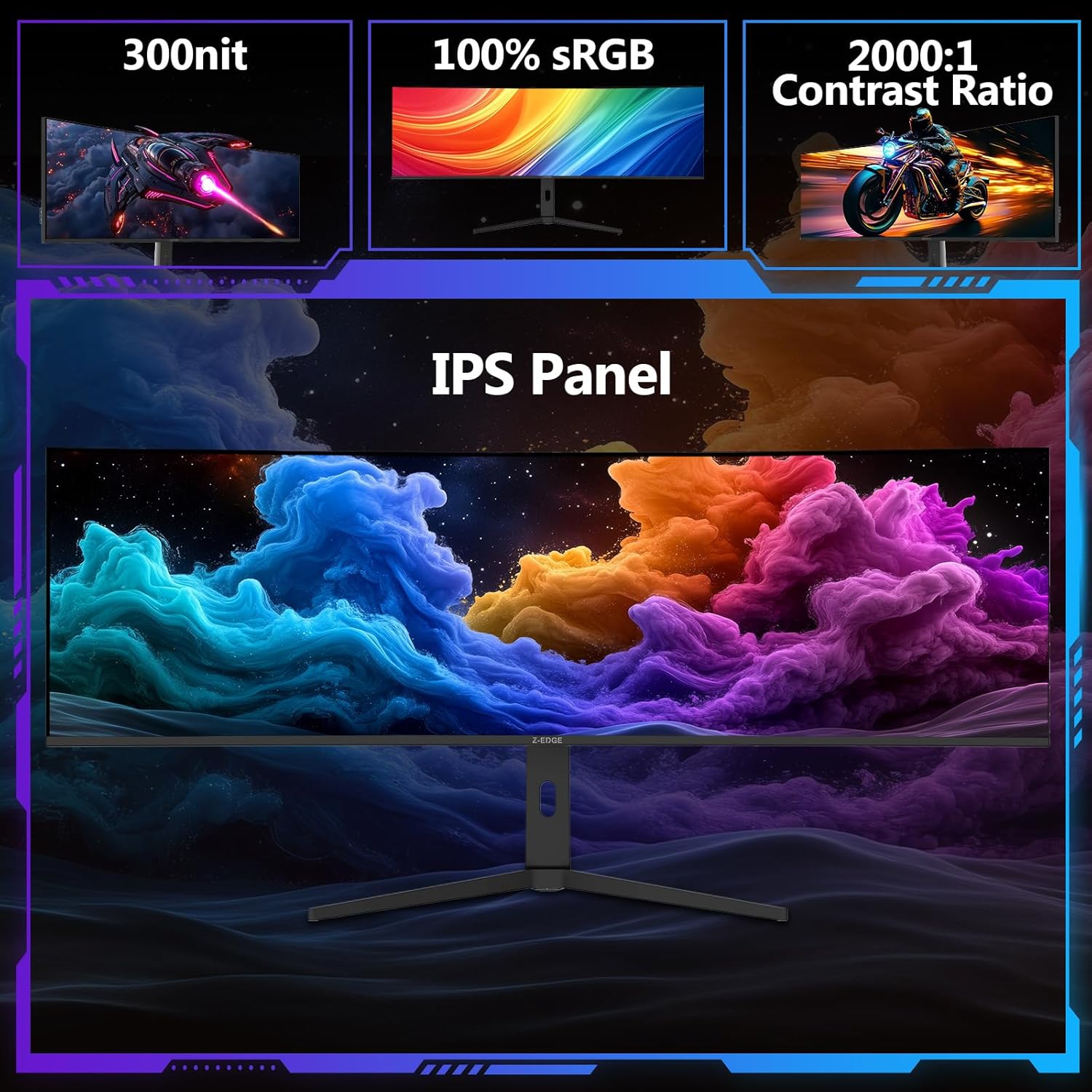 5K Monitor, Z-Edge 40 inch Ultrawide Curved Gaming Monitor, UHD 5120x2160 IPS Computer Monitor, 300 cd/m², 120Hz Refresh Rate, 1ms Response Time, UG40 2*HDMI(2.1) 2*DP(1.4) with Speakers