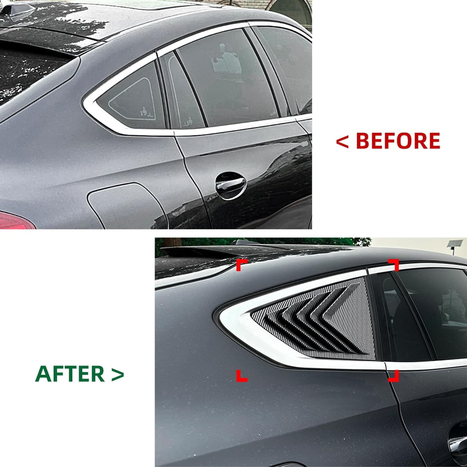 Car Rear Window Louver Shutter Trim Cover for BMW X6 G06 2019-2025 Black