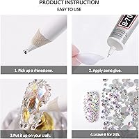 Vista 5 de Diamantes de imitación para manualidades, 1440 piezas de diamantes de imitación de cristal transparentes con parte trasera plana, kit