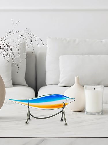 Miniatura 2 de Dale Tiffany AS24127 - Escultura de cristal hecha a mano con soporte, color azul, 10 pulgadas de ancho