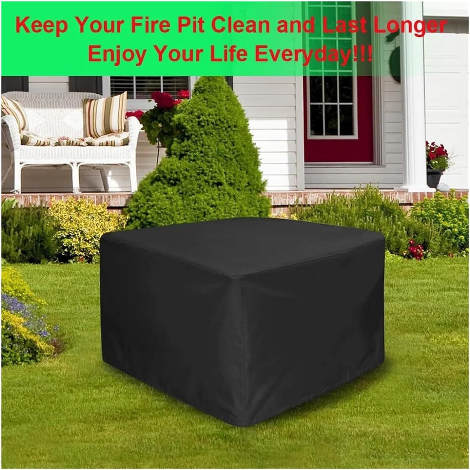 2 Pcs Fire Pit Cover Square – Full Coverage Patio Outdoor Fireplace , Dustproof Anti UV And Waterproof