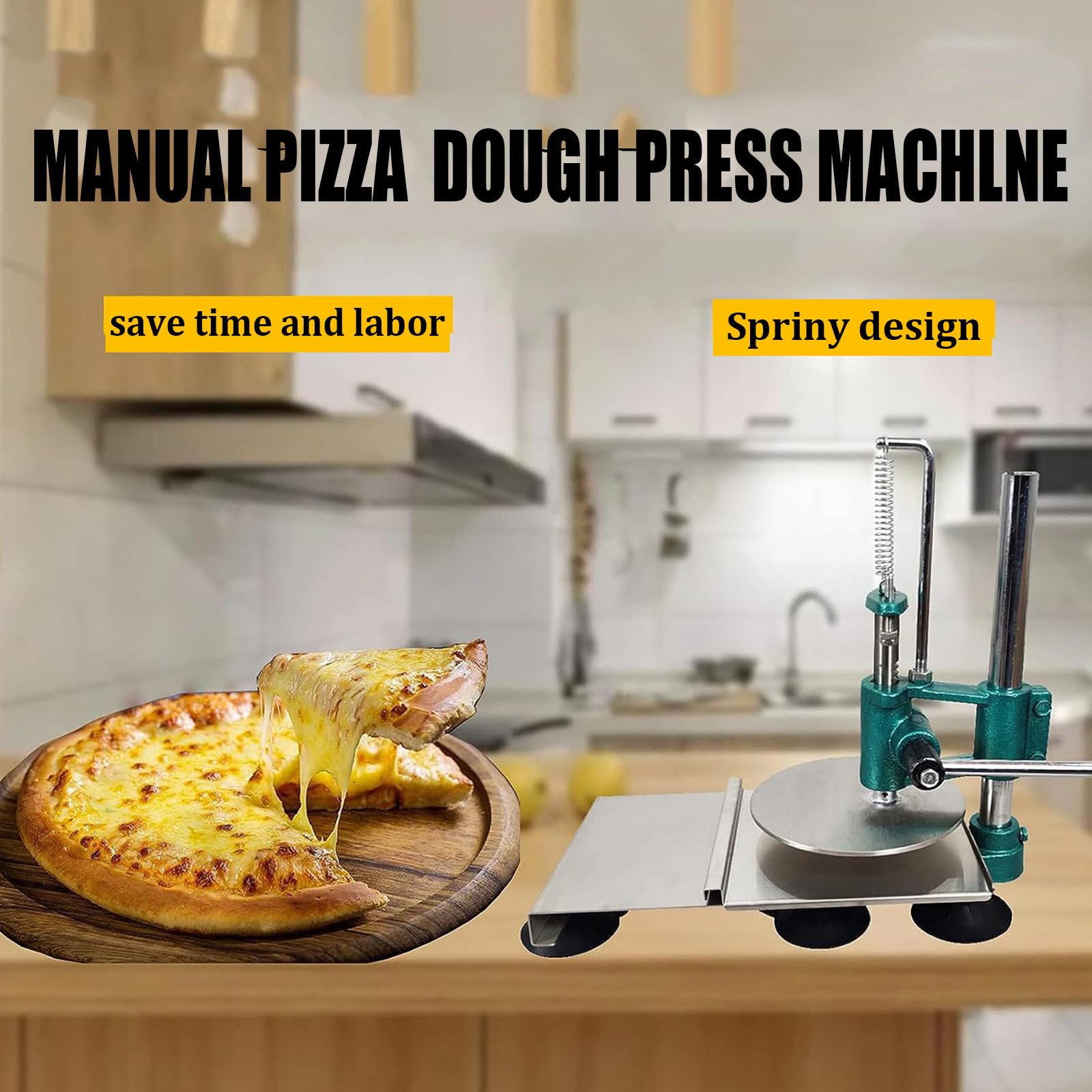 Macchina manuale per impasti per pizza - Rullo per pasta in acciaio inossidabile per basi perfette per pizza